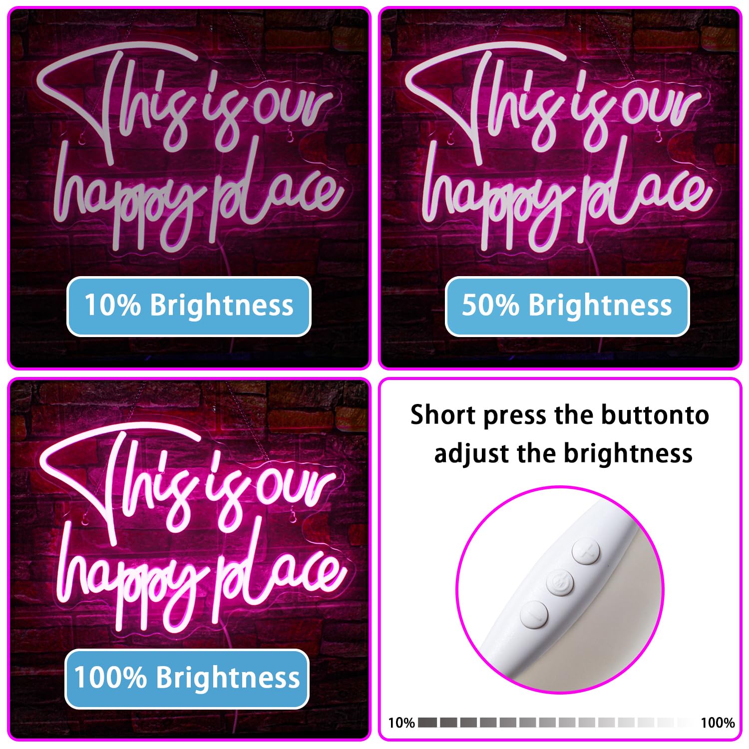 NOSUN Neon Sign - Pink Acrylic Wall Decor - Dimmable LED Light for Bedroom, Bar, Party - 16.5x11.8 Inch