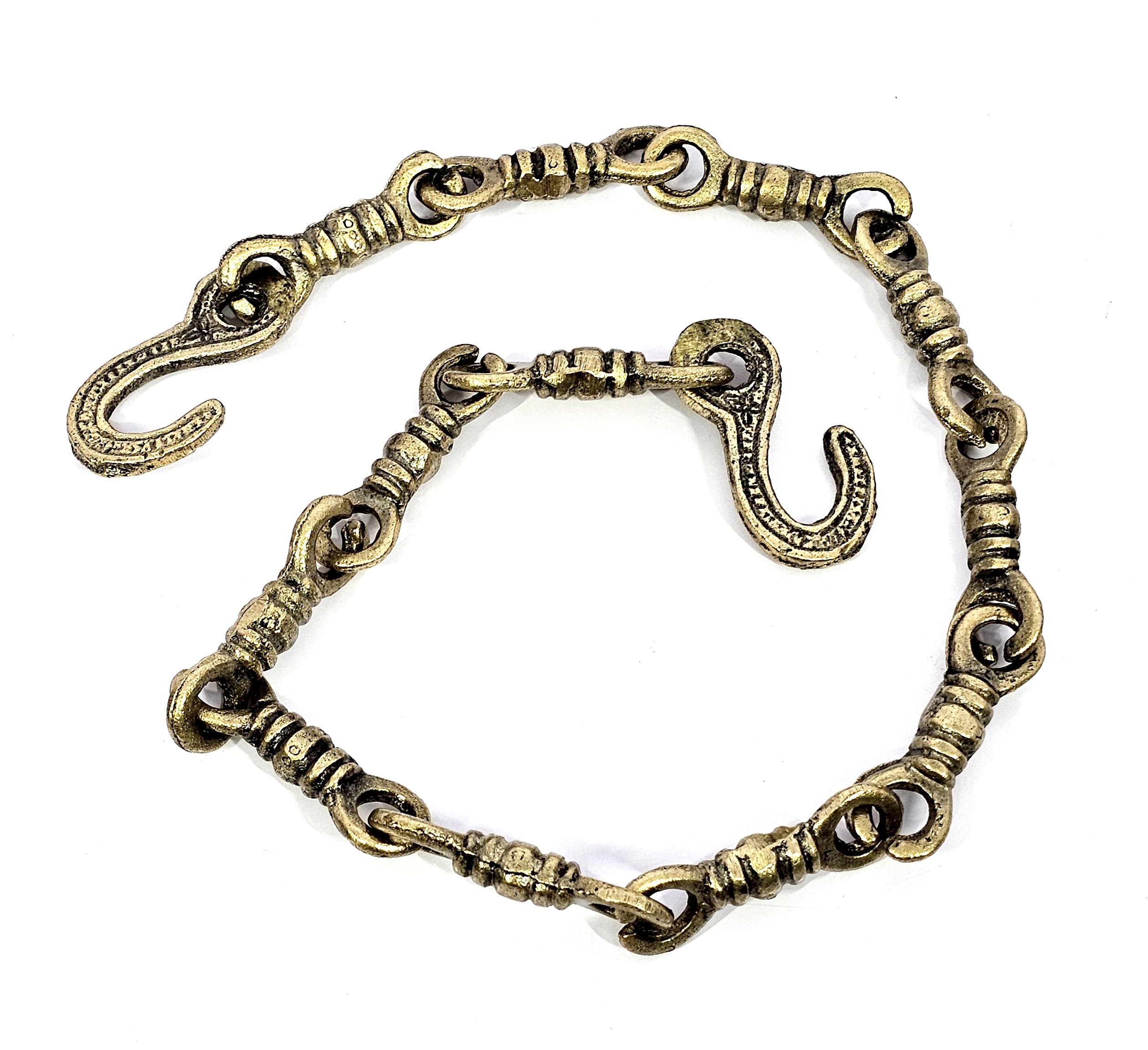 Esplanade Brass Chain With Hooks For Hanging Bell Diya - 2 Feet Golden Length (24)