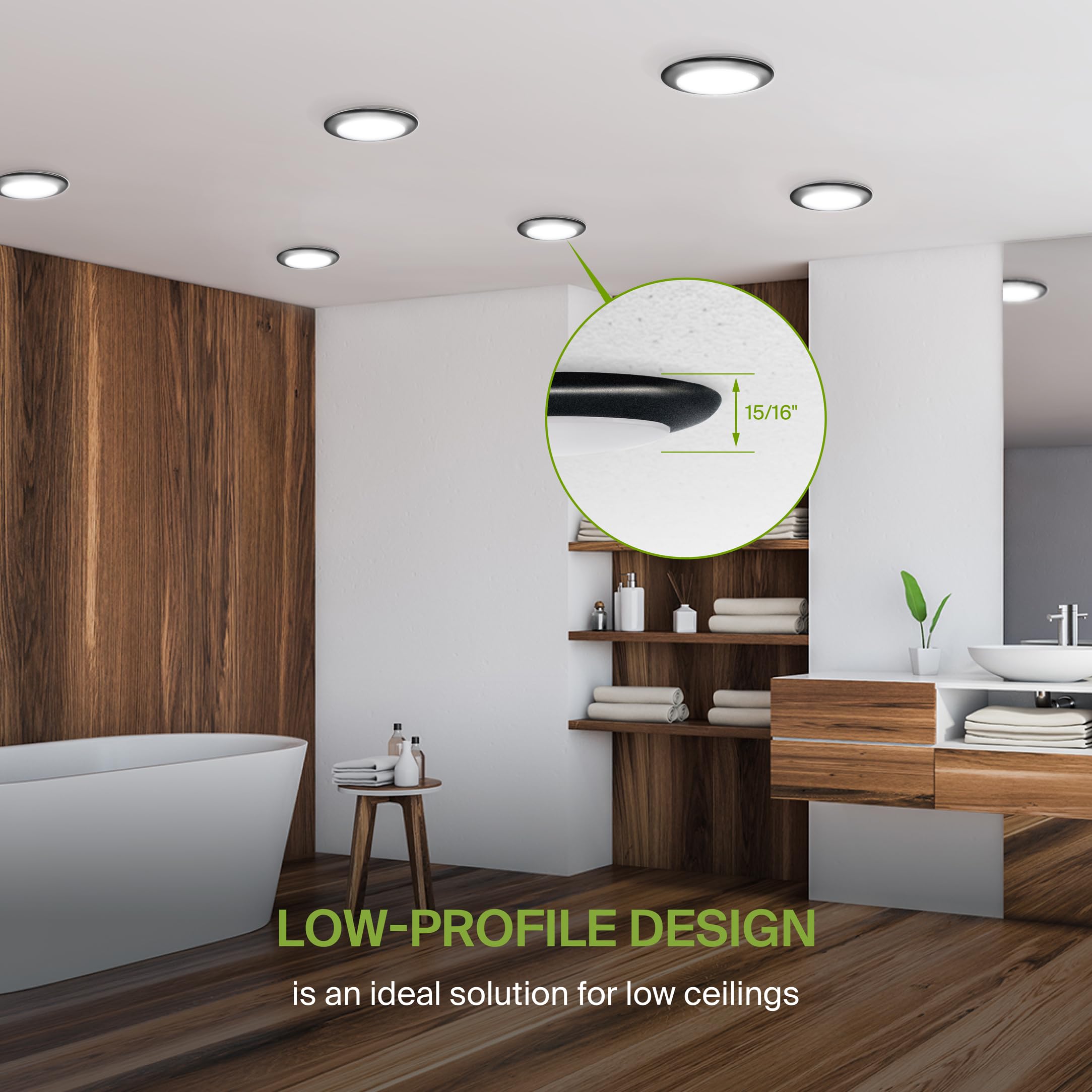 ASD LED Disk Lights 6 Inch 15W 5CCT Dimmable Matte Black Metal Housing Model A-LDS-6D15MB-6p