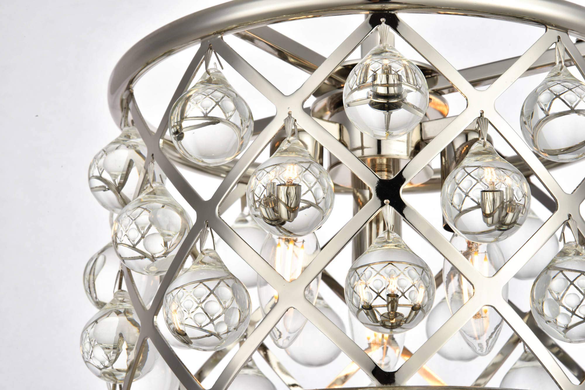 Elegant Lighting Madison 3-Light Pendant Lamp, Polished Nickel, 12in Depth x 9in Height, Crystal, Model 1213D12PN/RC
