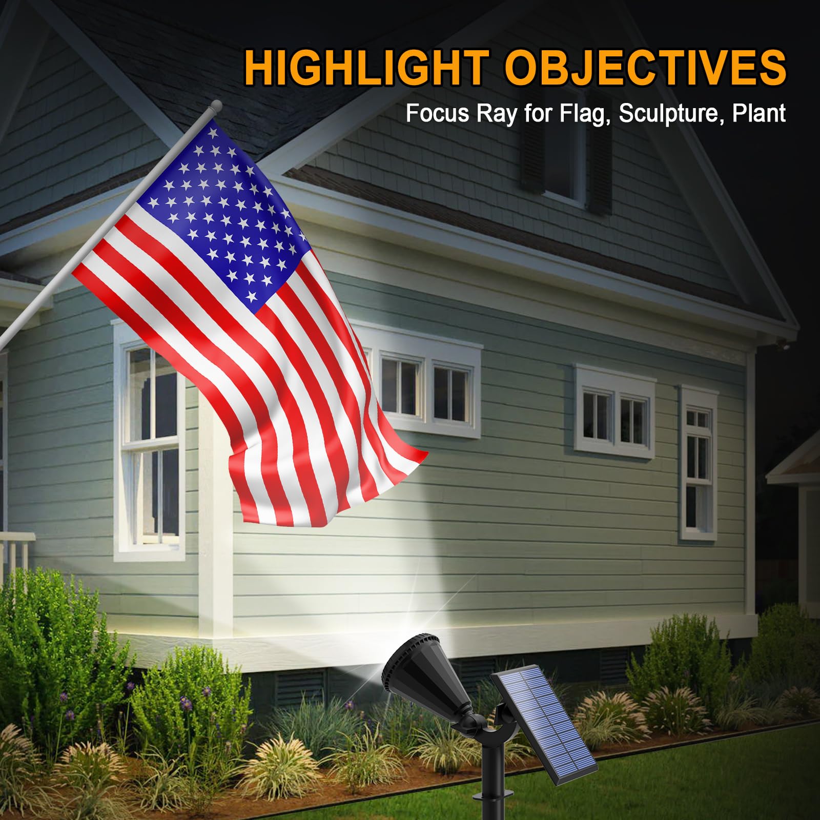 Welalo Solar Spot Lights Outdoor Waterproof For Flag, 6 Pack/4 Modes Landscape Spotlights 180 Adjustable Solar Lights, Solar Lig