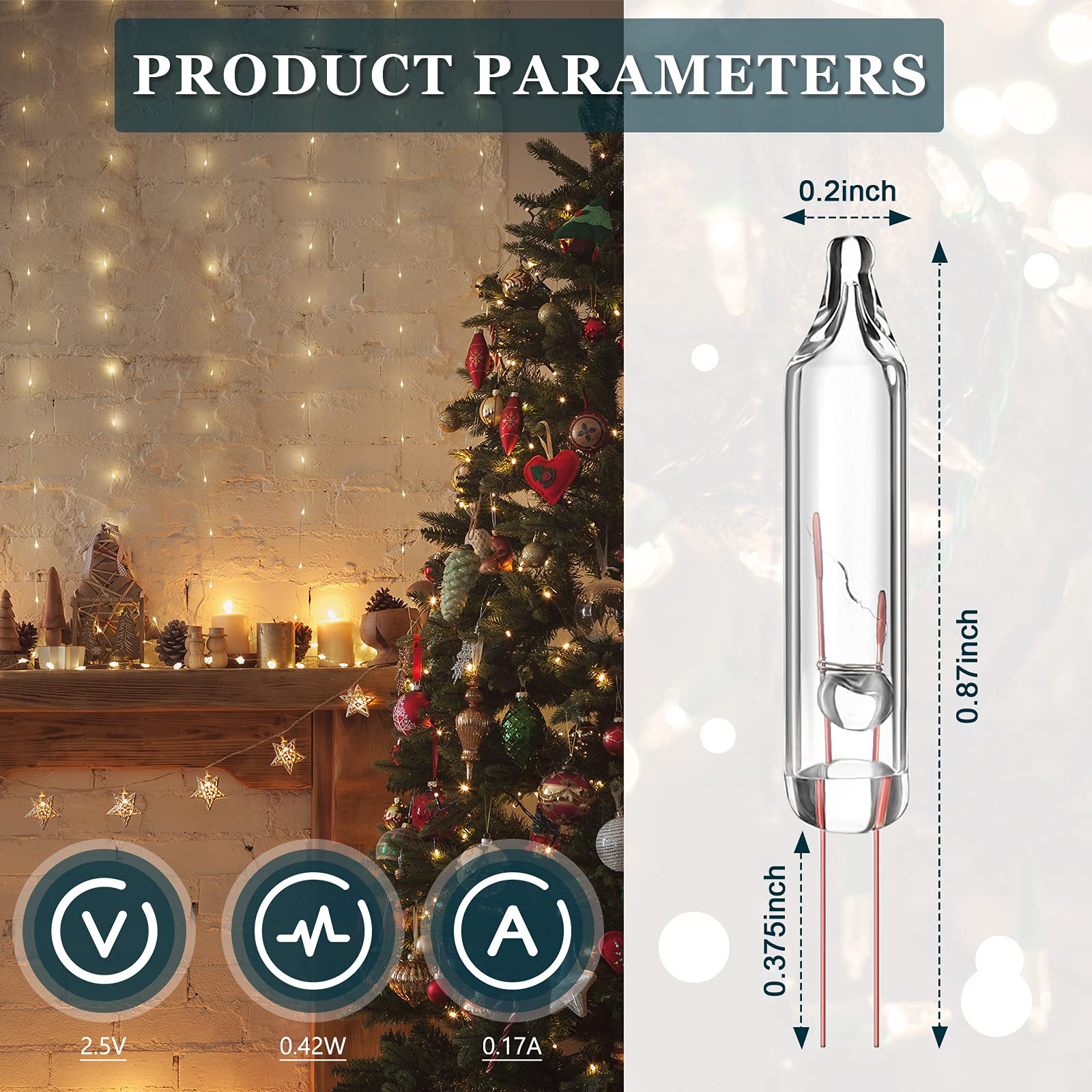 Mudder 1000 Pcs Mini Christmas 2.5 Volt Replacement Light Bulbs for Christmas Trees Decorative Light Supplies Indoor Outdoor Xma