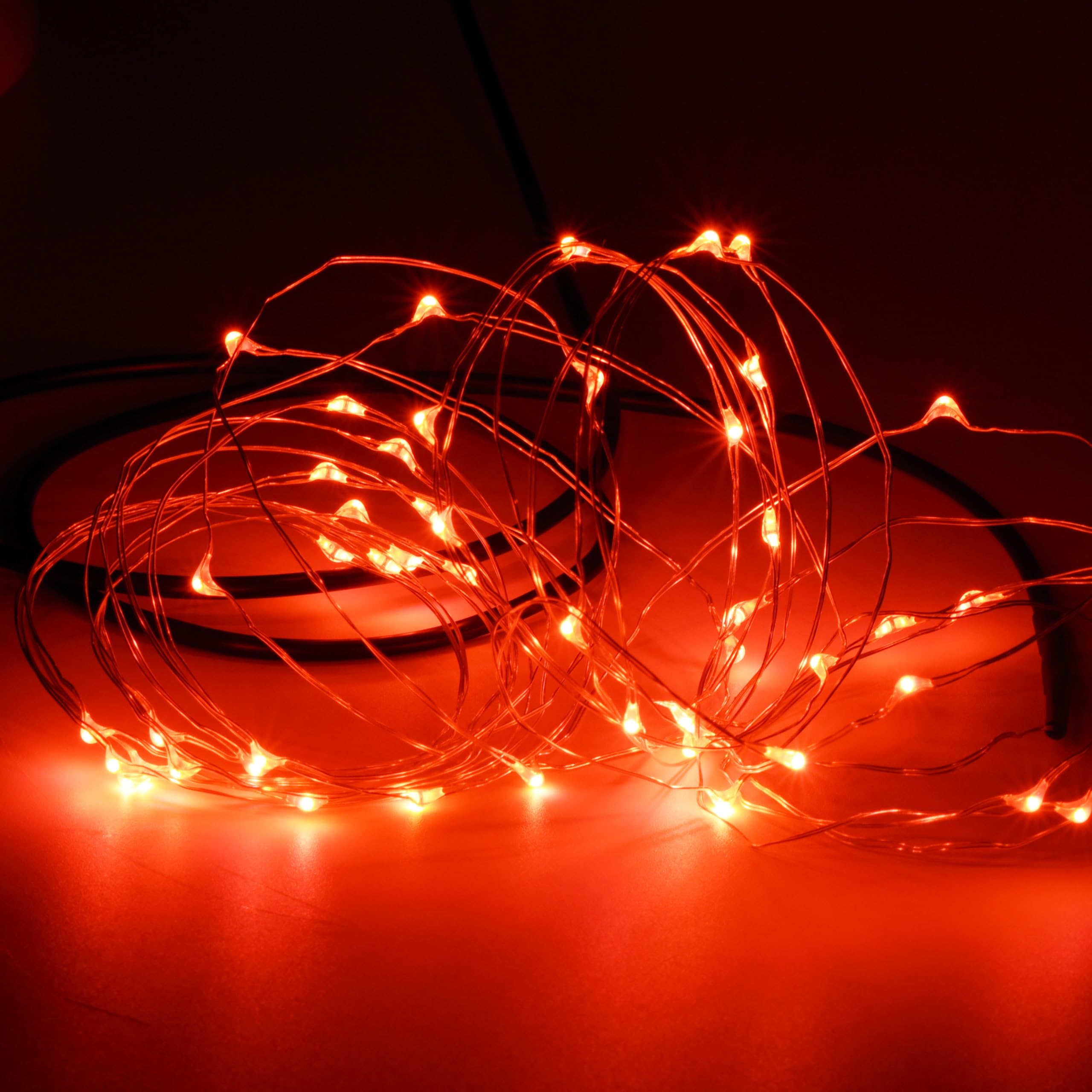 Karlling Usb Plug In Led Fairy Lights,50 Led Bulbs 16 Ft Silver Wire Starry String Lights For Bedroom Patio Garden Party Wedding Commercial Lighting (Red)