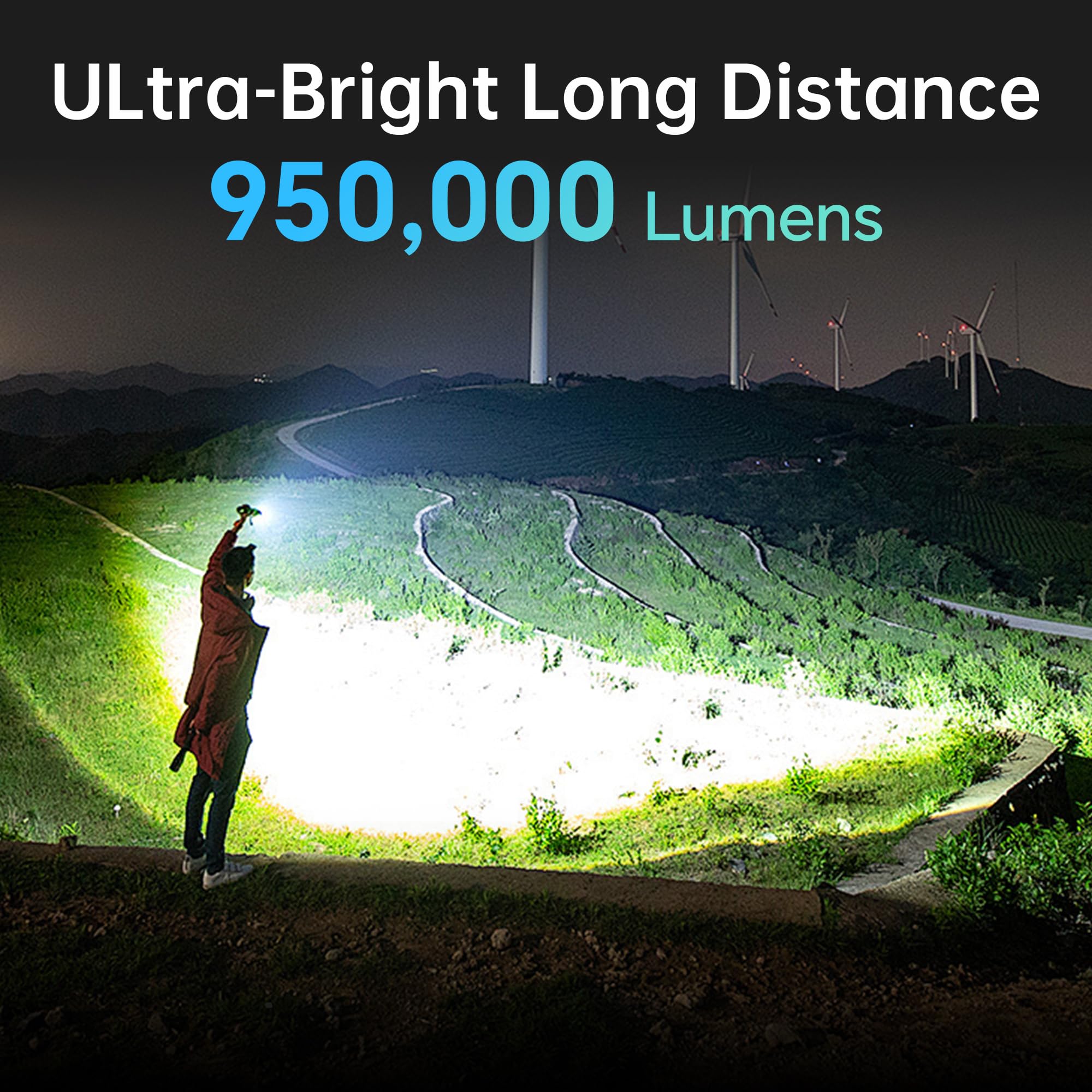 TrixHub Rechargeable Flashlights 2 Pack, Super Bright LED, 5 Modes, Zoomable, LCD Display - Perfect for Camping & Emergencies, Black