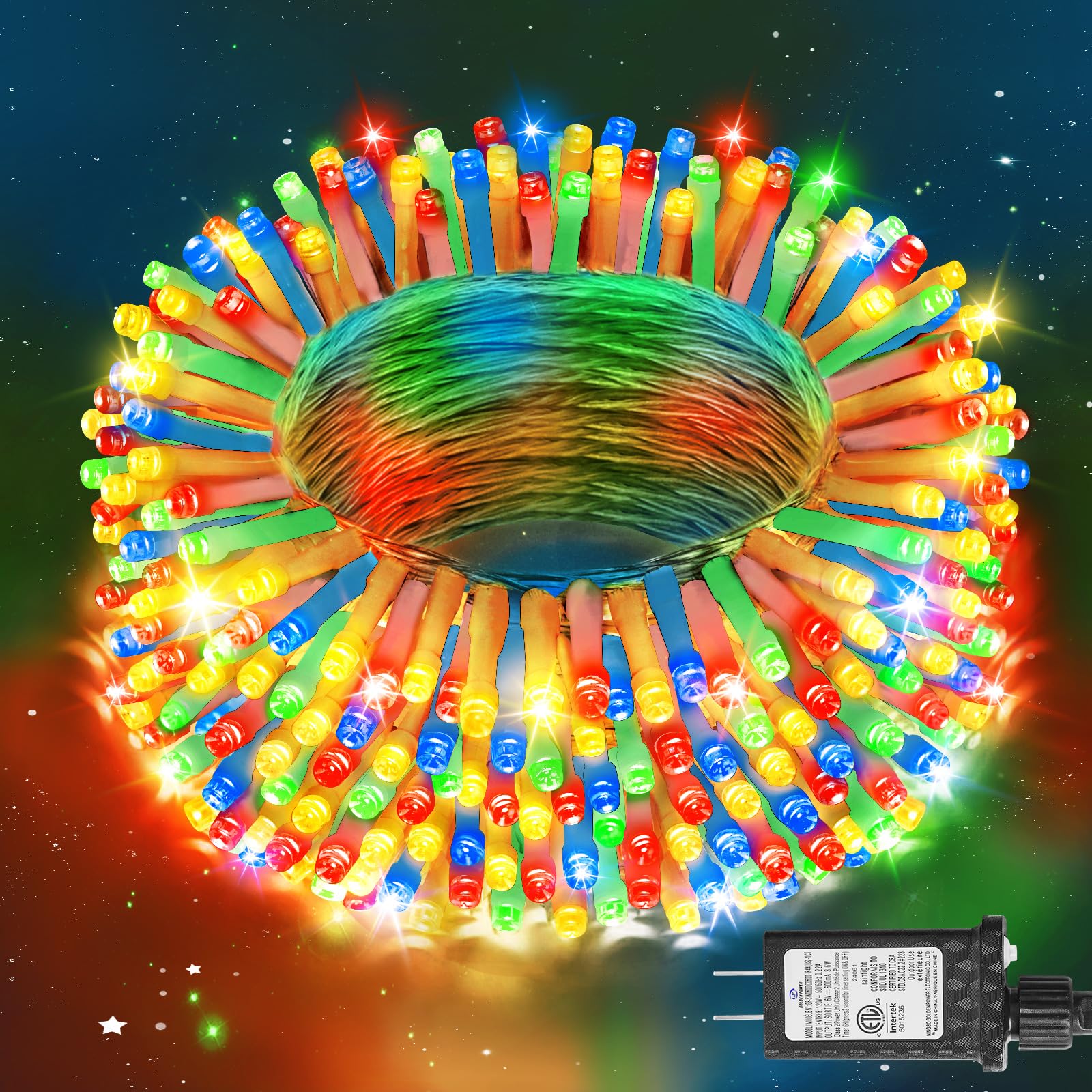 125FT 380 LED Christmas Lights, Outdoor Christmas String Lights with Connectable, Timer & Memory, Waterproof 8 Modes Plug in Fai