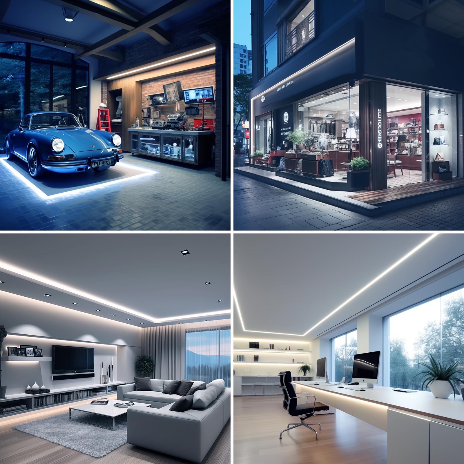 Benlun 24V Cob Led Strip Light Outdoor Waterproof 65.6Ft (2 Rolls Of 32.8Ft), 6000K Cool White 11W/M 312Leds/M Cri 93 Led Tape Light With Power Supply For Bedroom Courtyard Living Room Ceiling