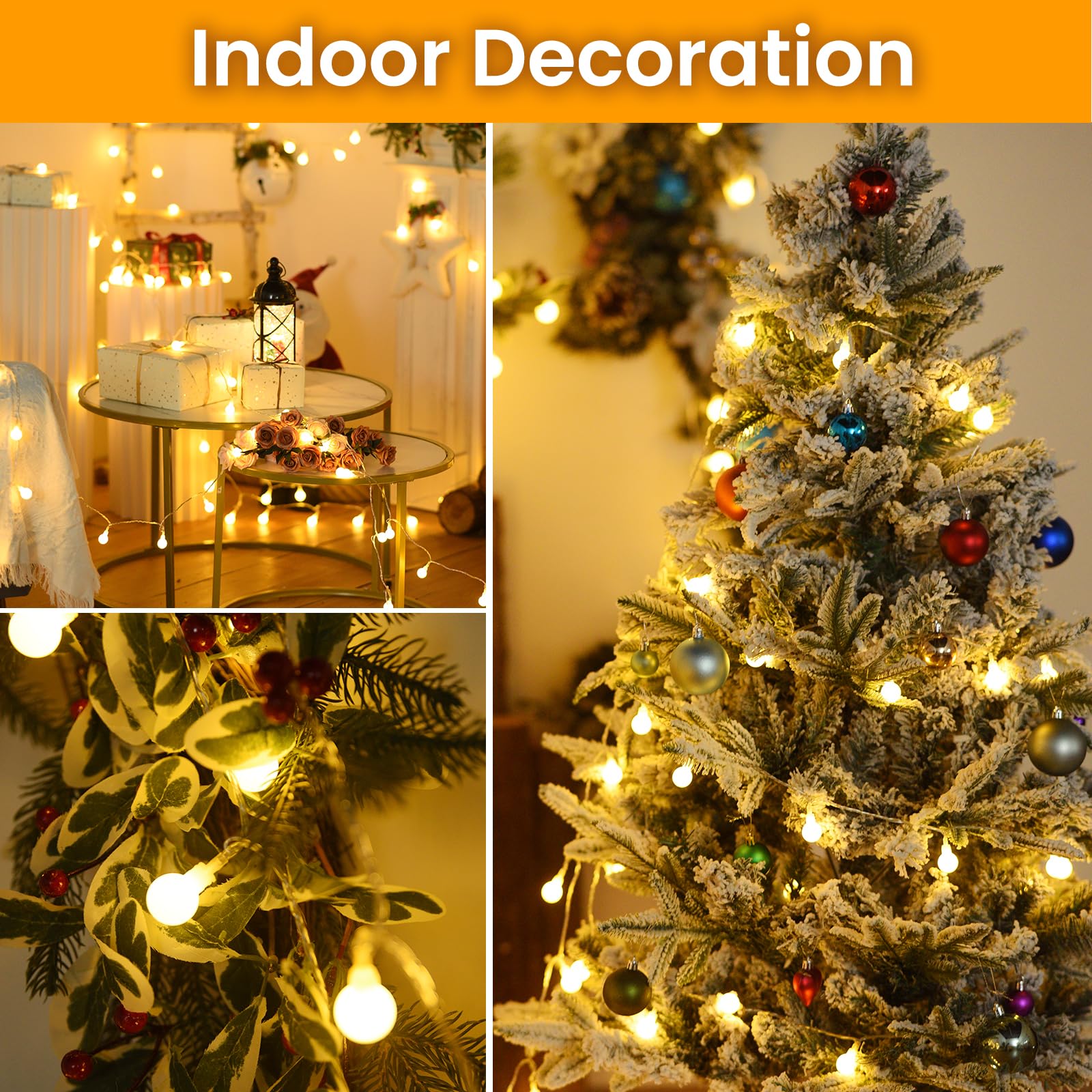 Dailyart Globe String Lights, 100 Led, 59Ft Warm White Fairy Lights, Waterproof, 8 Modes, Remote Control For Indoor/Outdoor Use