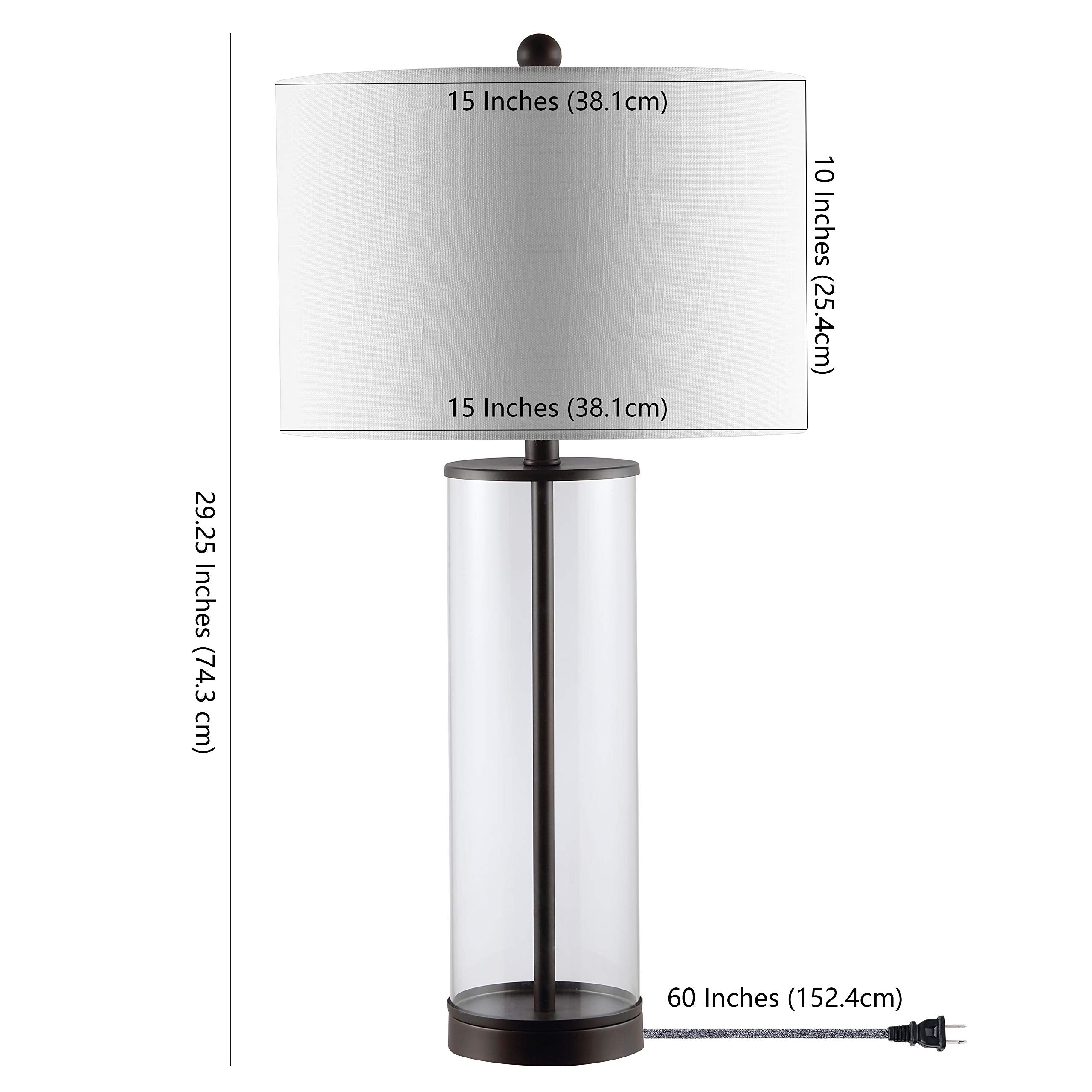 JONATHAN Y Collins 29" Glass LED Table Lamp, Oil Rubbed Bronze/Clear, Modern Design for Bedroom, Living Room, Office, Model JYL2005B
