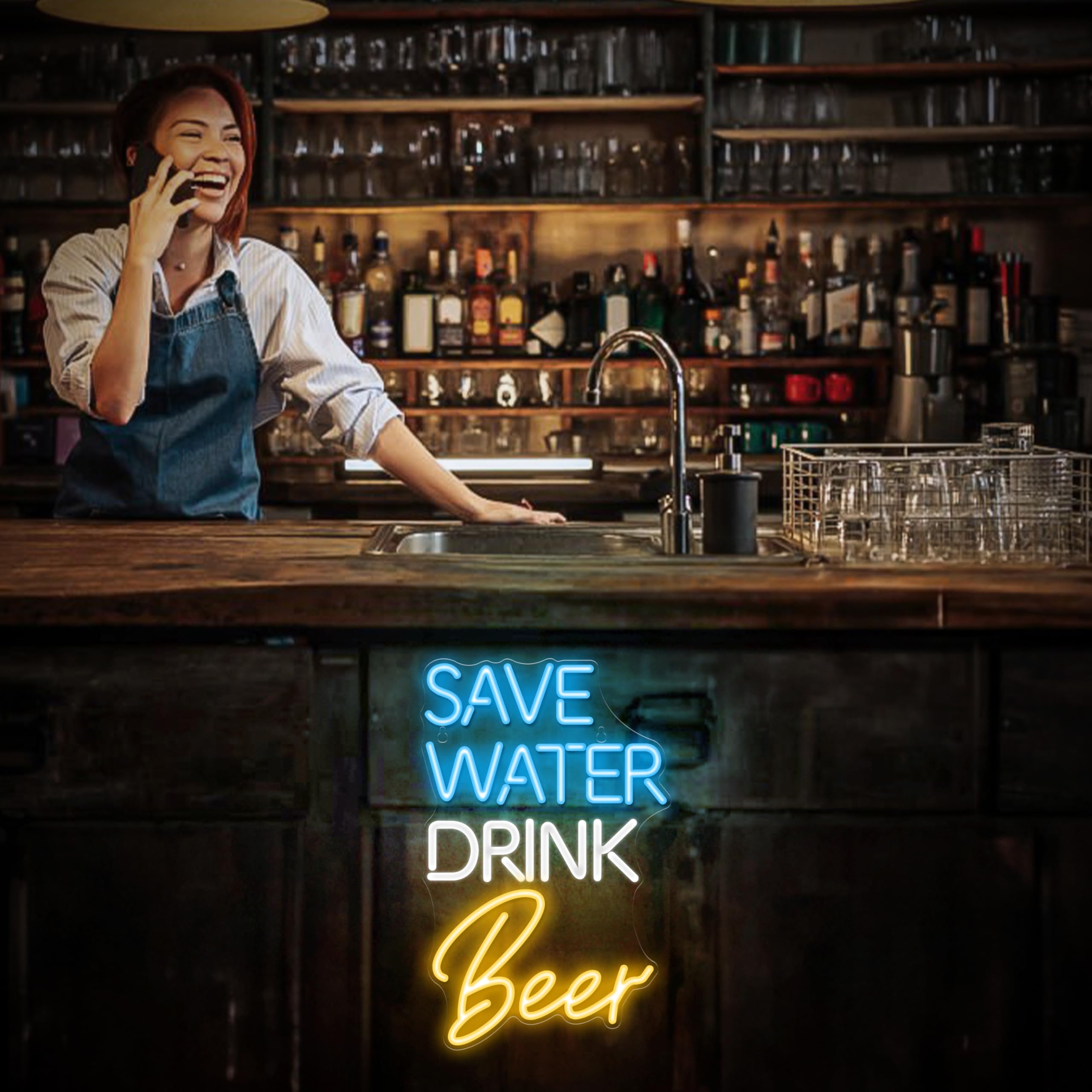 Kavaas Save Water Drink malt-inspired Neon Sign  Neon malt-inspired Signs For Man Cave  Home Bar  Pub  Wall Decor - Best Gifts For malt-inspired Lovers  Birthday  Christmas