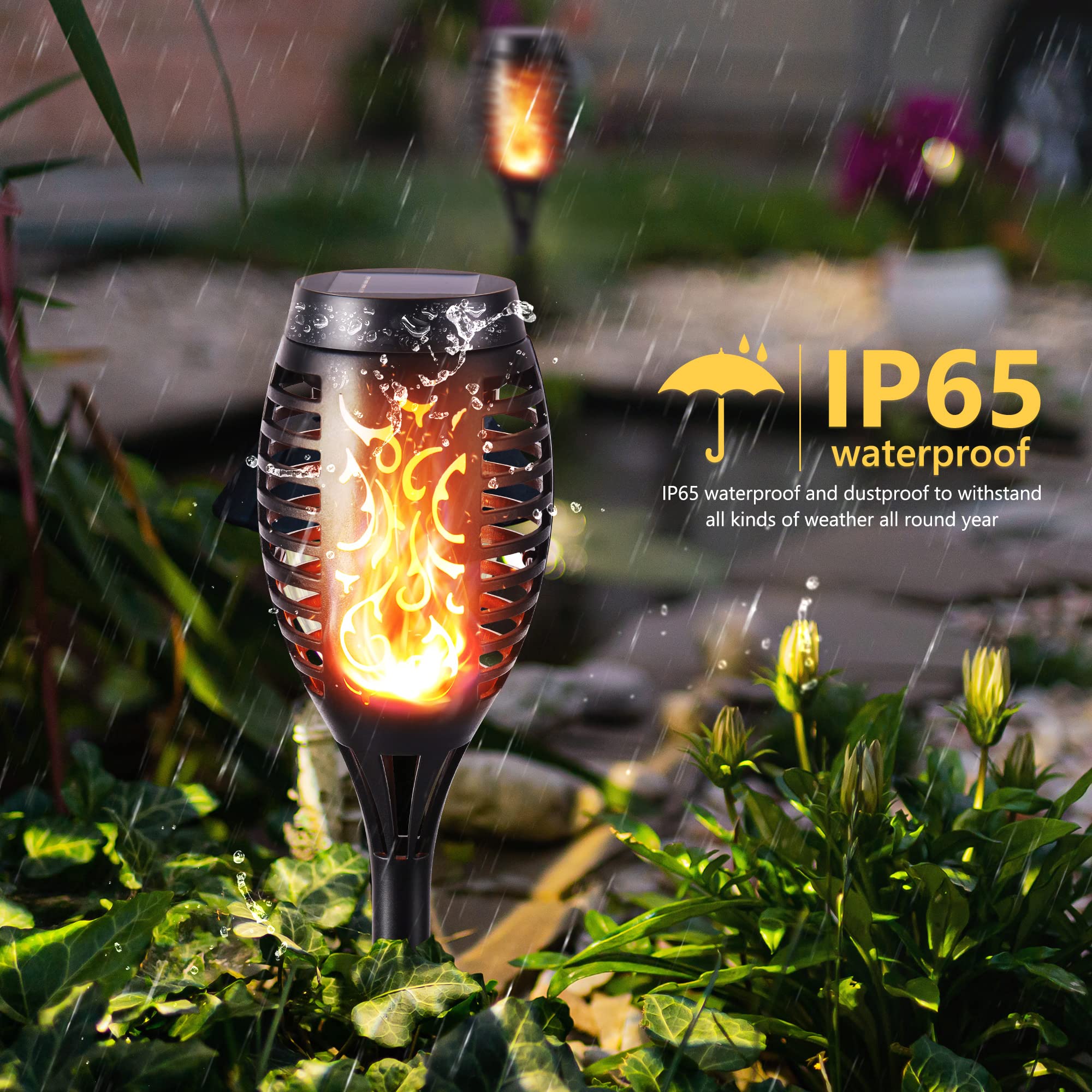 Toodour Solar Torch Flame Lights, 12 Pack, Waterproof LED Garden Lights, Warm White, Model TD-SHYDC-WW-12-X