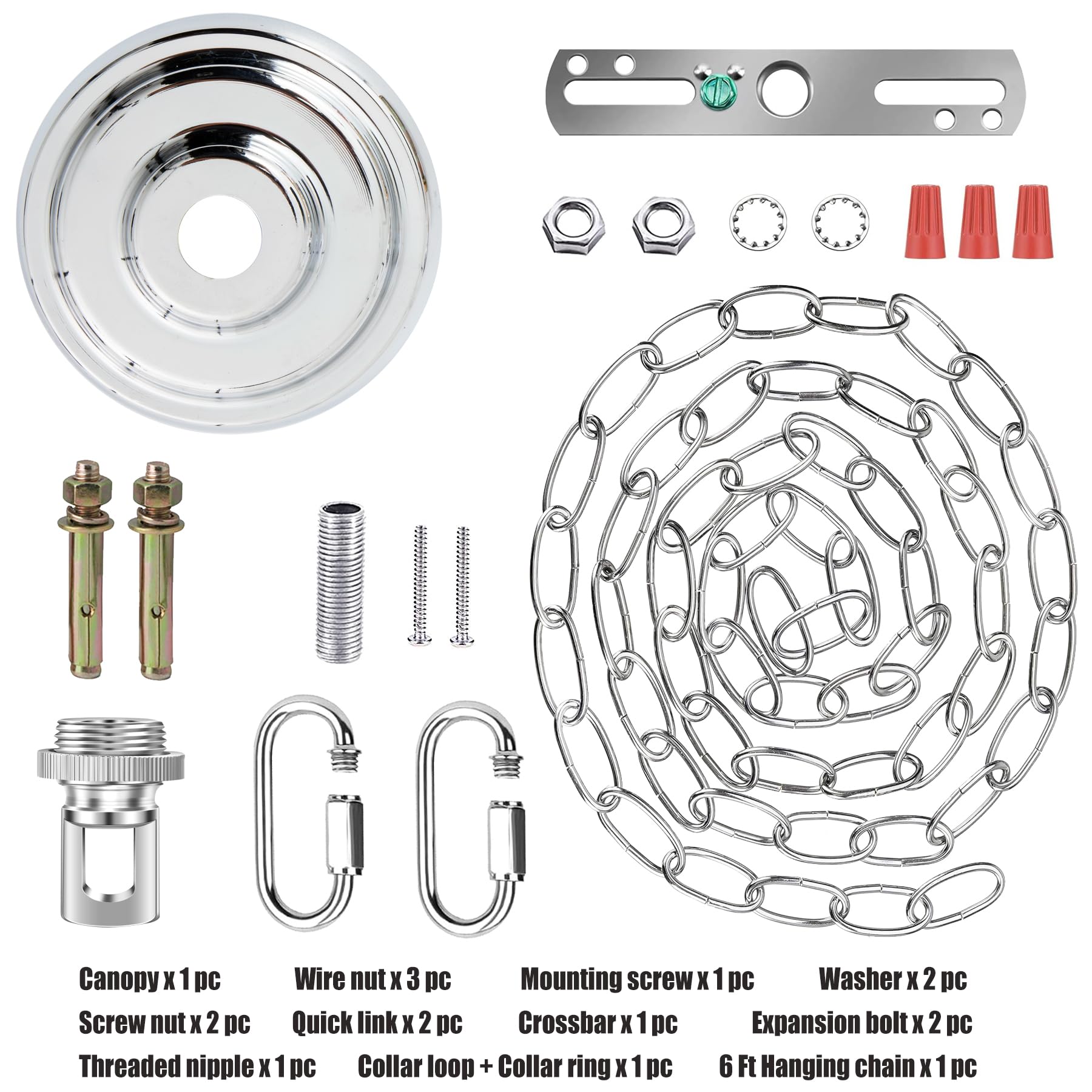 MAYOMAJO Light Canopy Kit, 6 Inch Canopy + 6 Ft Chain, Heavy Duty, Alloy Steel, Chrome, Model X-CR-6-HC