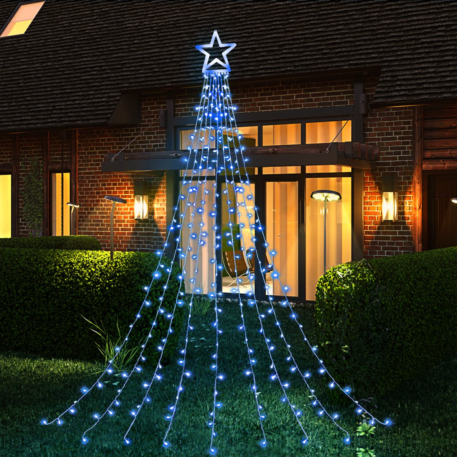 Danli Christmas Decorations Star String Lights, 320 Led Christmas Lights With Timer 8 Mode Fairy Lights For Xmas New Year Patio Yard(Blue)