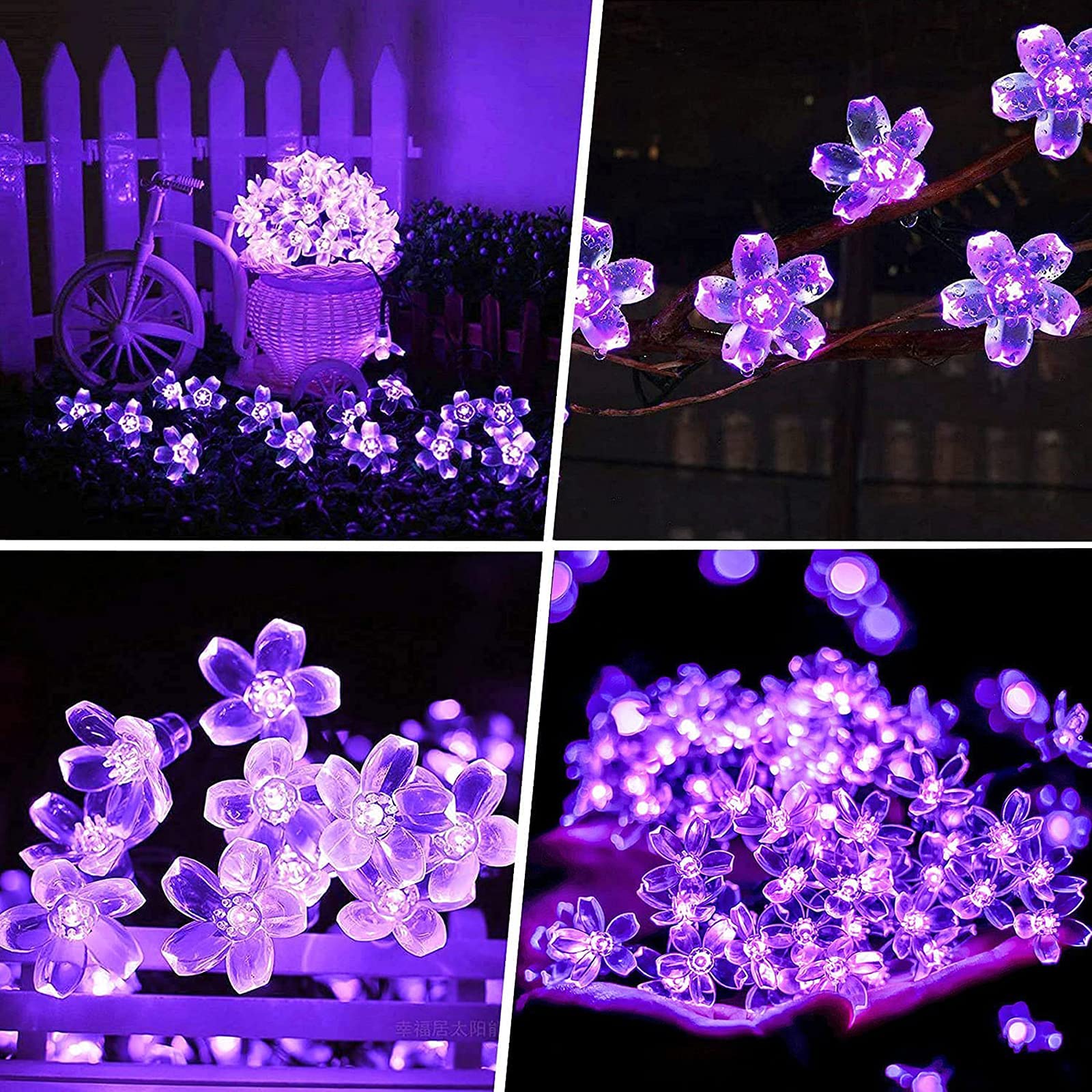 FULLBELL String Lights, 100LED 33Ft Purple Flower Lights, 8 Modes, Indoor/Outdoor Decor, Model FLEDSTL10M100D
