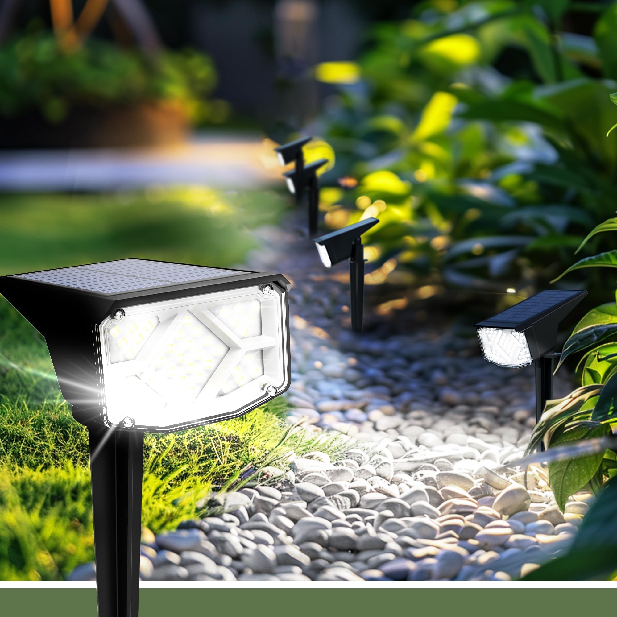 Auderwin Solar Spot Lights Outdoor, 10 Pack Waterproof Ip65, Cool White Landscape Lighting