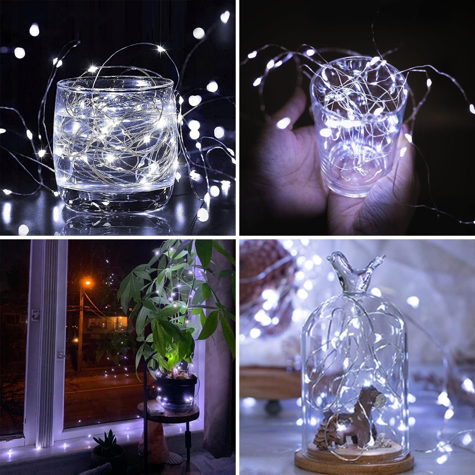 BOSSERN 6 Pack Fairy Lights, 20FT 60LED Battery Operated String Lights, Cool White, Indoor/Outdoor, Model DCHD-06-Coldwhite