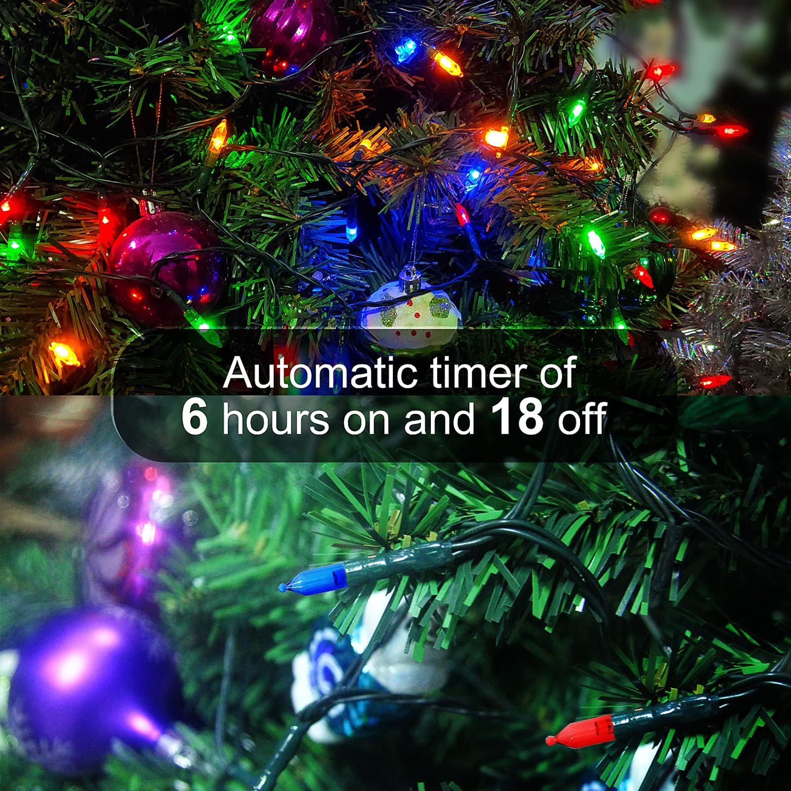 Asenek Christmas Light, 33Ft 100 Led Battery Operated String Lights With Auto Timer & 8 Modes, Green Wire Outdoor Waterproof String Lights For Outdoor And Indoor Christmas Decor, Multicolor 2Pack