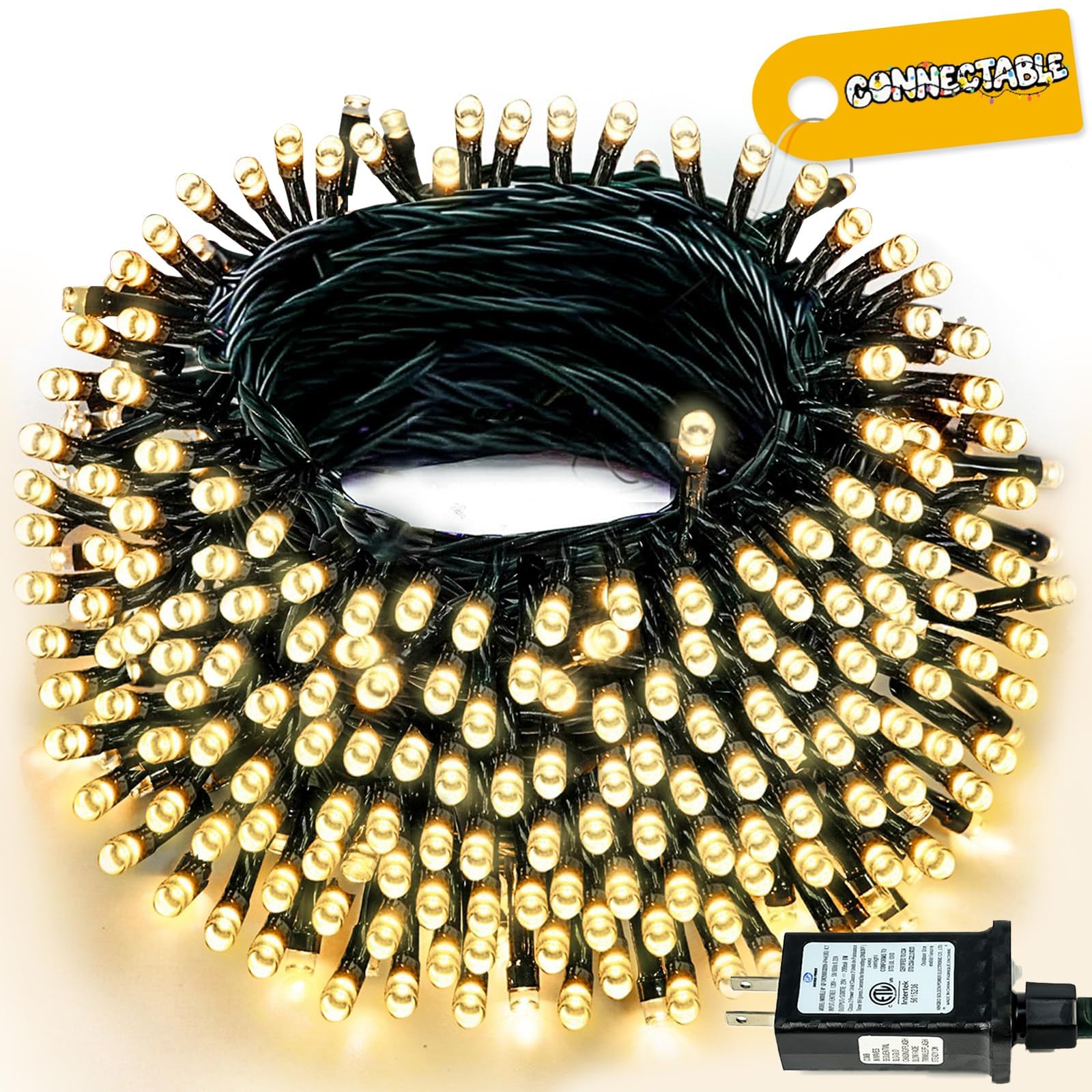 Connectable 240LED 88Ft 13Modes Christmas Lights Indoor Outdoor | Extendable Green Wire Christmas String Lights with Timer | Twi