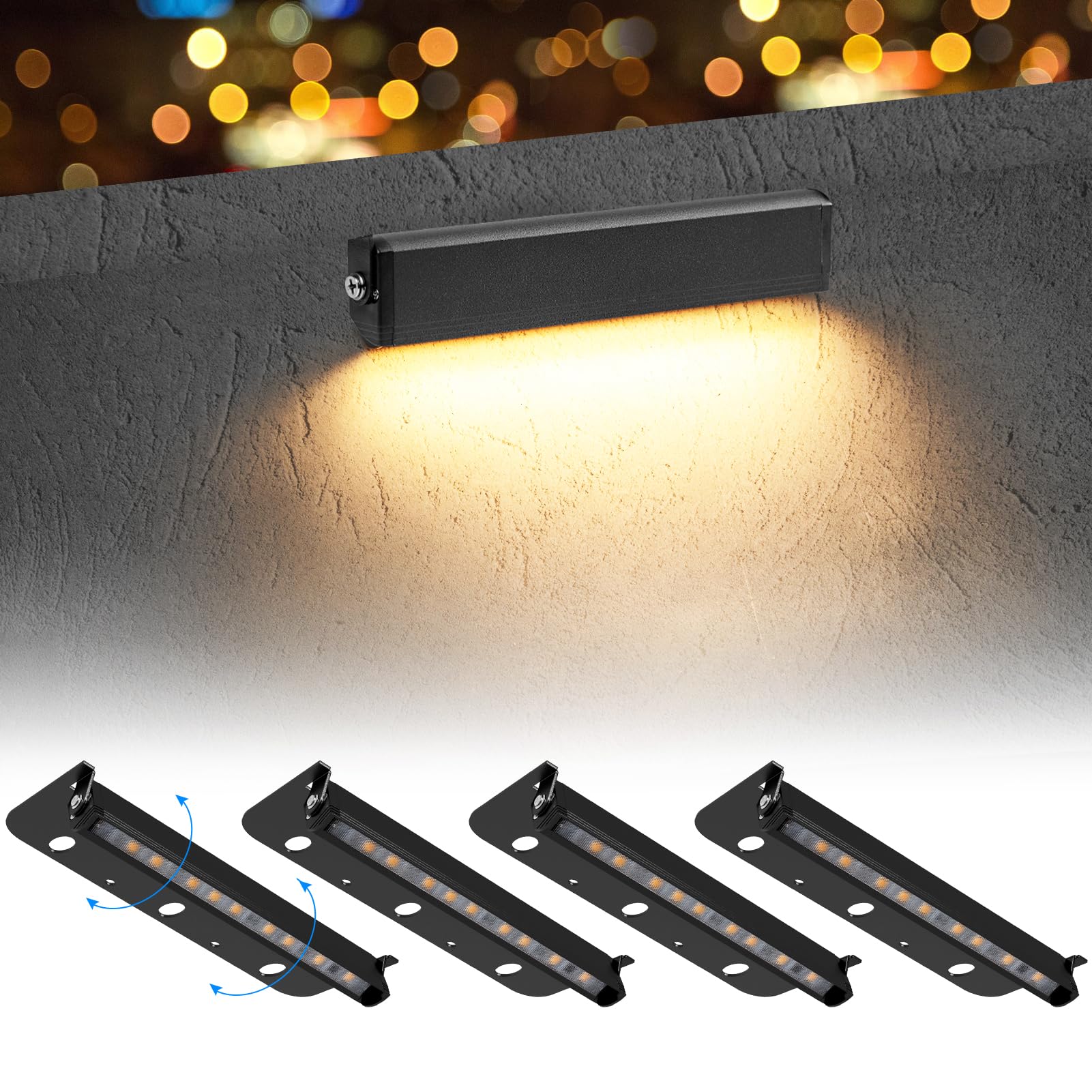 Kwinmyso 4-Packs 3W 7 Inch Led Hardscape Paver Lighting,12V Ac/Dc Low Voltage Retaining Wall Lights,Led Landscape Lighting,2700K Soft White Outdoor Step Light,50,000 Hours Lifespan-Black
