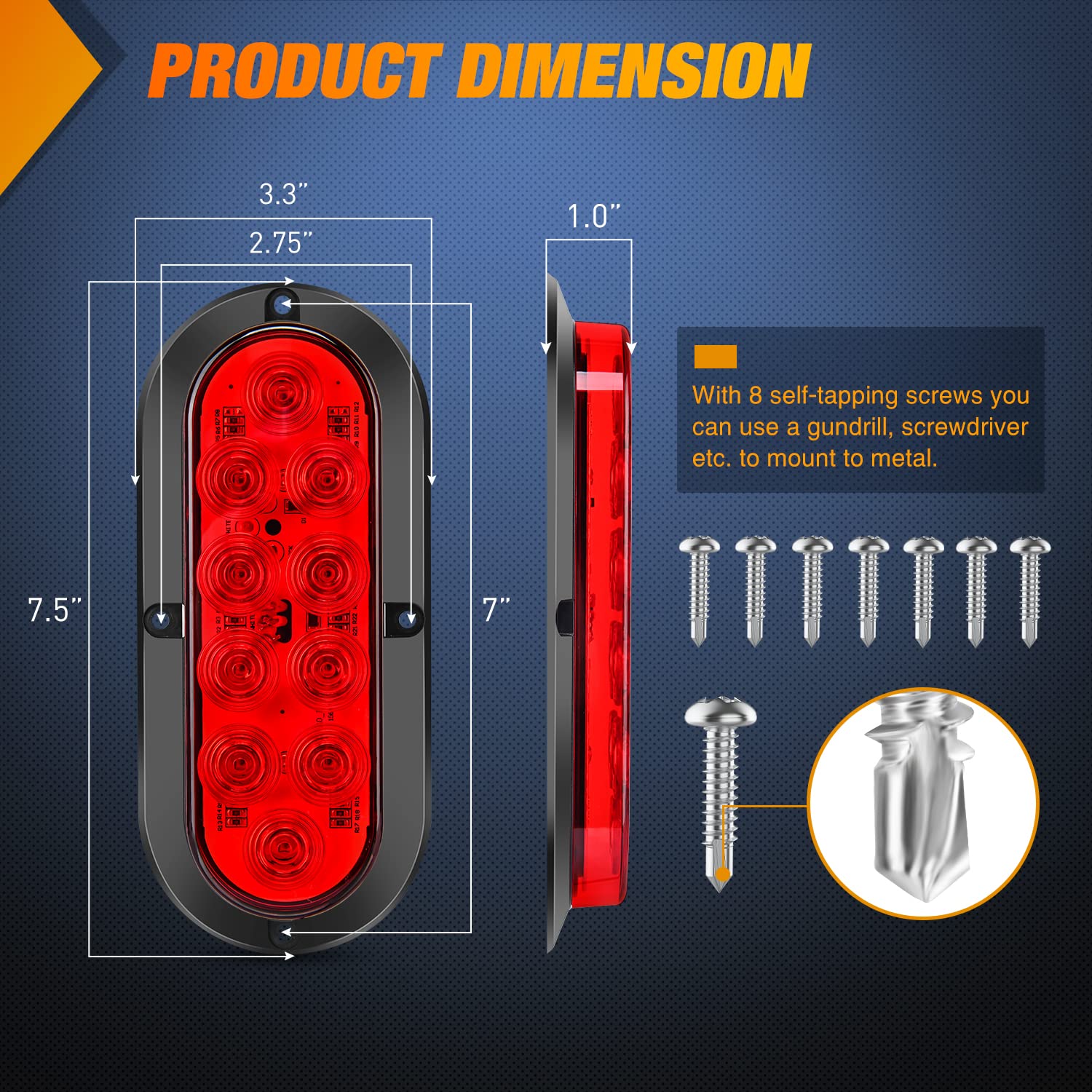 Nilight 6 Oval Red LED Trailer Tail Light - 2PCS Waterproof Stop Brake Turn Lights for Truck RV Boat Bus Lorry Camper Van