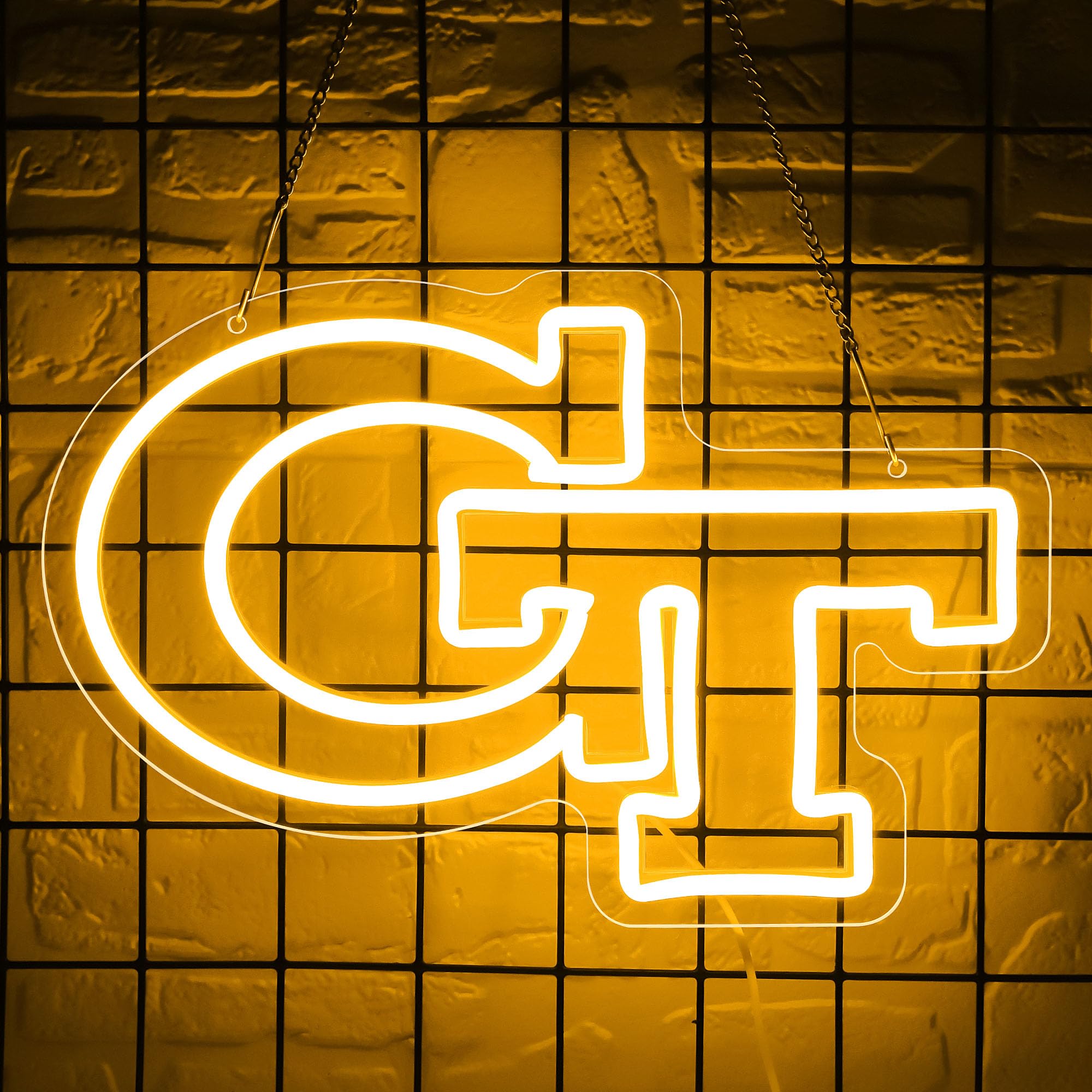 LALAON University Neon Sign LED Wall Decor - College Team Logo, 13.87*9.02in, Orange GT, Model ZKXD10010