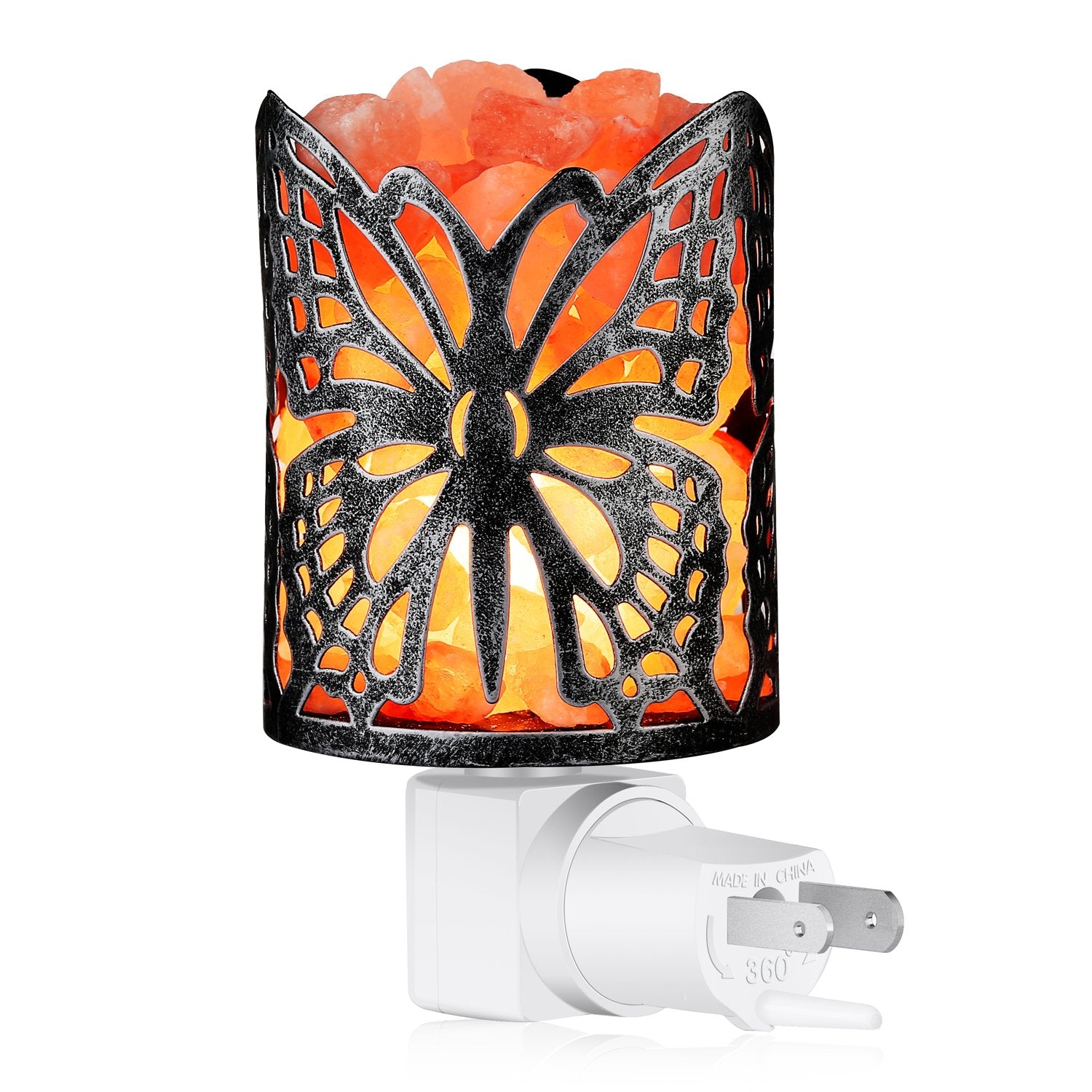 Imy King Himalayan Salt Lamp,Natural Wall Light Salt Lamp With 2 Bulbs,Rocks Salt Night Light With Butterfly Metal Basket Gift