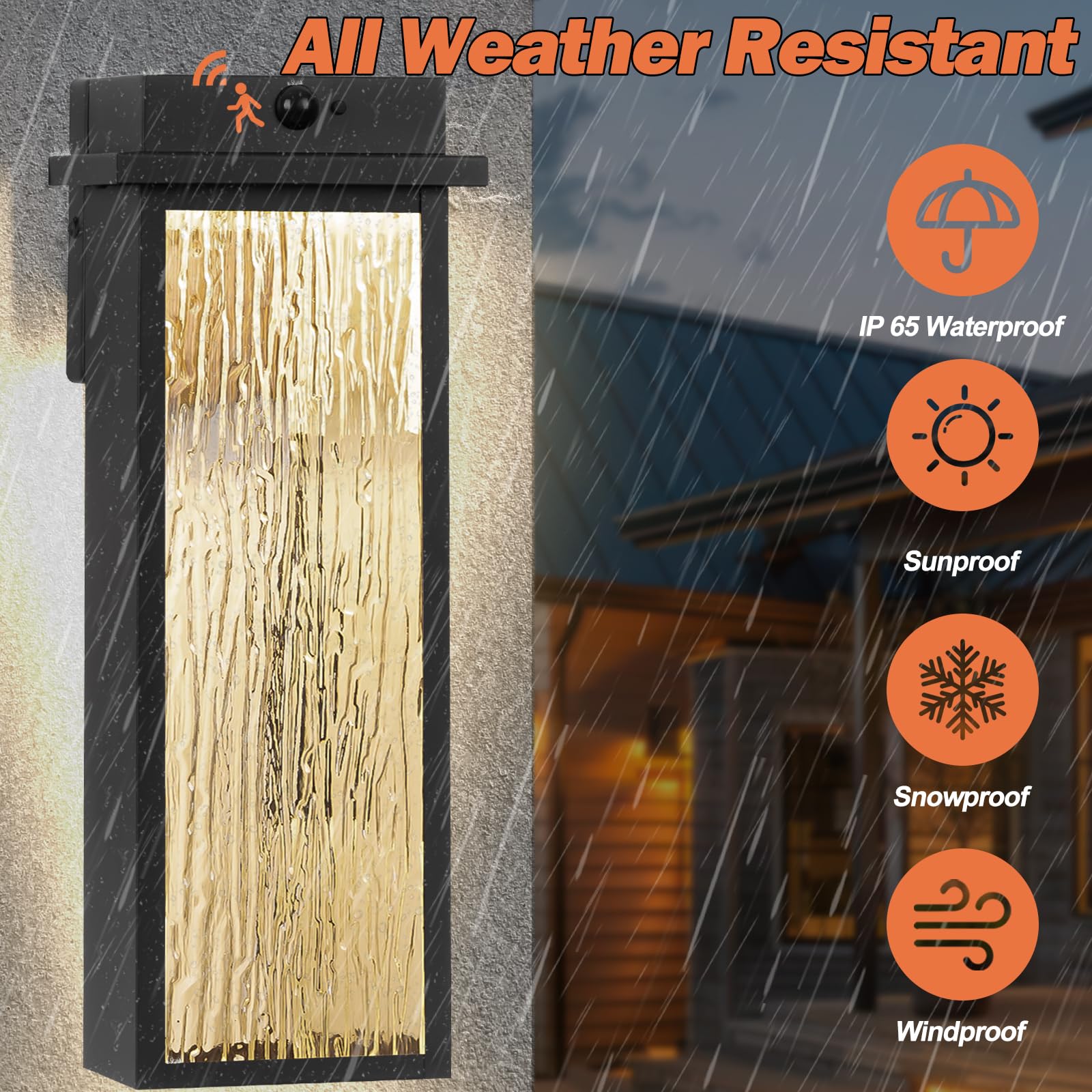 Venzblomia 20  Upgraded Motion Sensor Led Exterior Lighting Fixtures  2 Pack Large Black Dusk To Dawn Lights Outside  Modern Outdoor Led Wall Sconce Lamps  Waterproof Outside Patio Carriage Lanterns