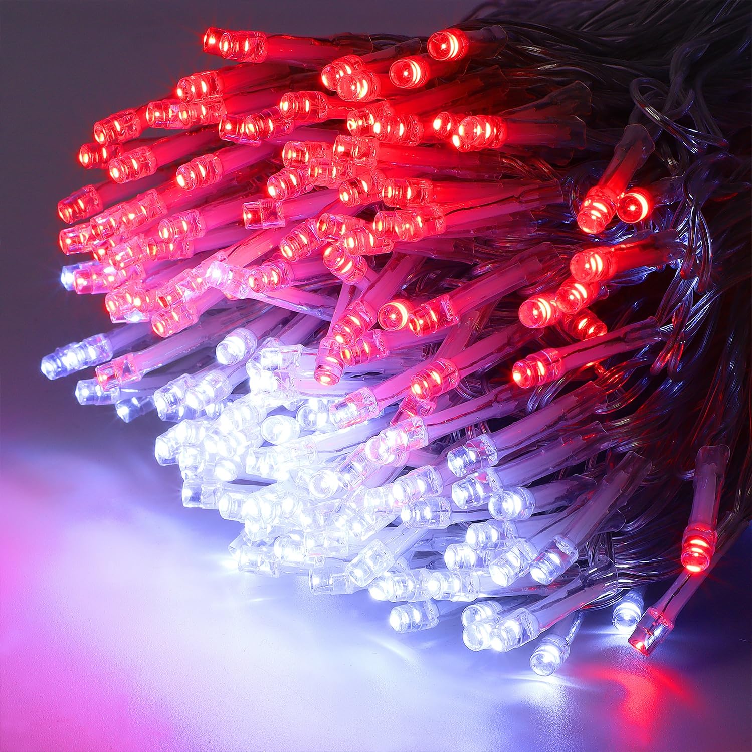 LJLNION 300 LED Christmas Lights, 98.5FT Waterproof String Lights, 8 Modes, Red & White, Indoor/Outdoor Decorations