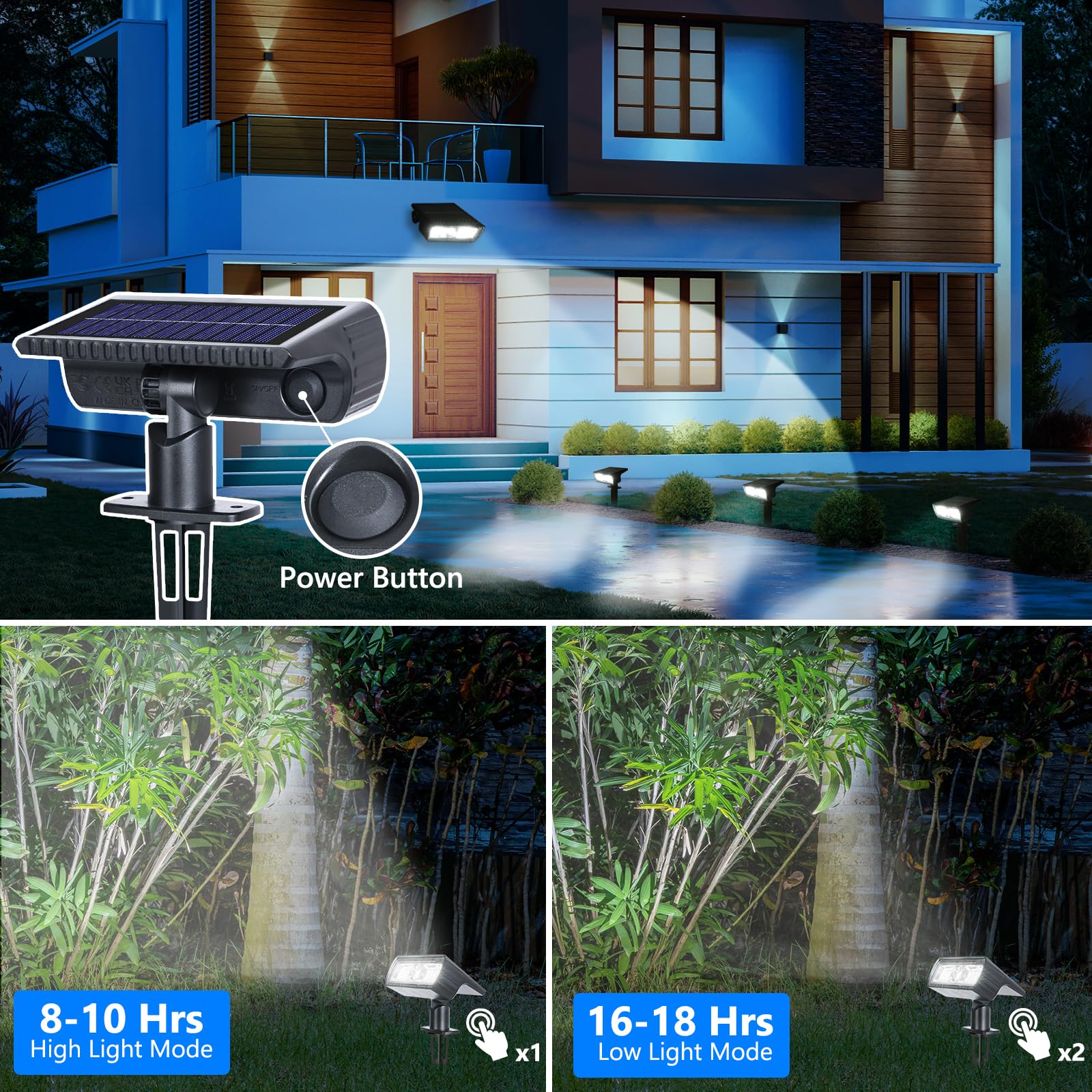 Toodour Solar Spot Lights Outdoor, 4 Pack Solar Christmas Lights Outdoor With 2 Modes, Waterproof Solar Powered Flood Lights Lan