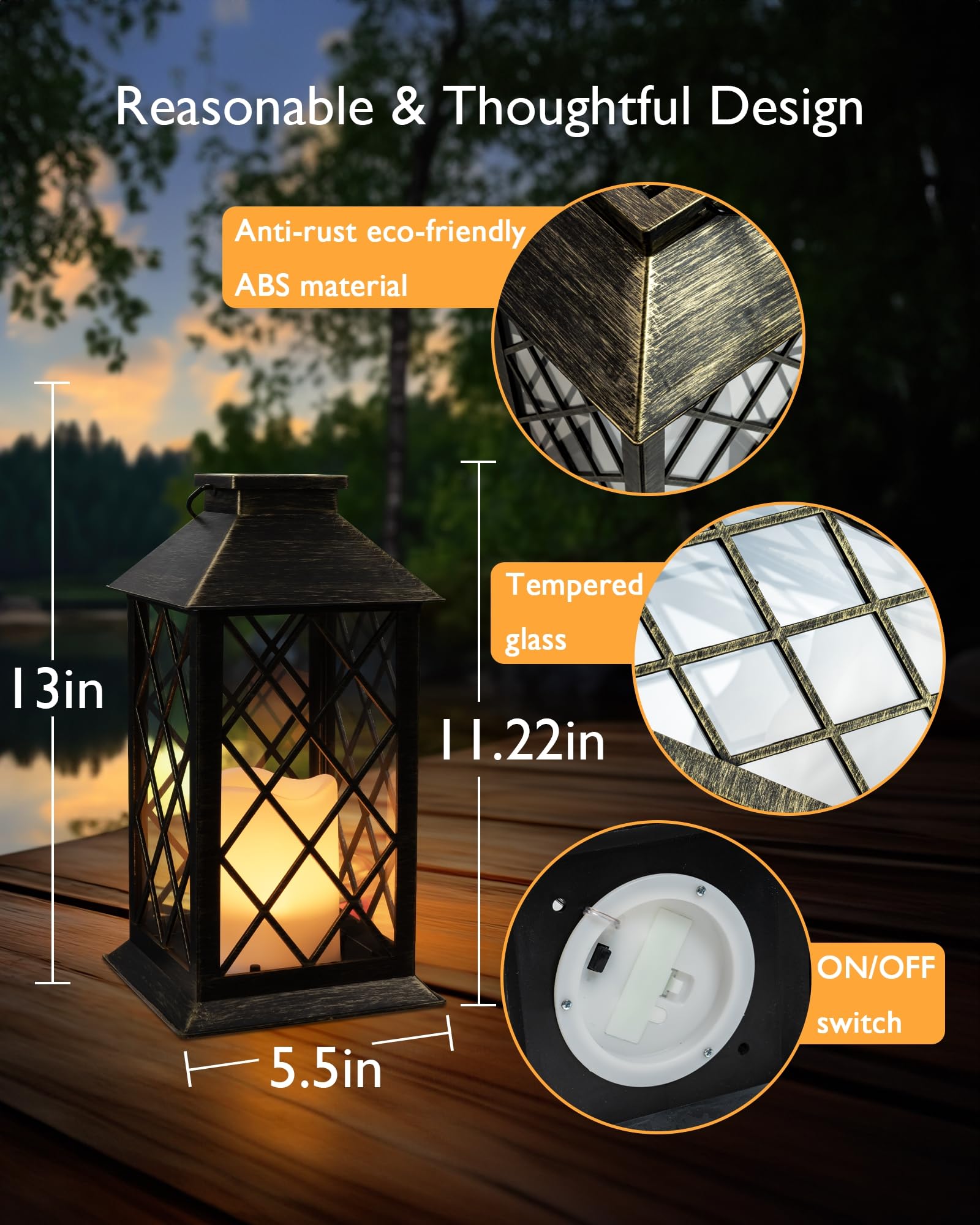 Homemory Solar Lanterns Outdoor Waterproof Hanging With Flickering Flameless Candles, 2 Pack Garden Outdoor Lantern Decorative F