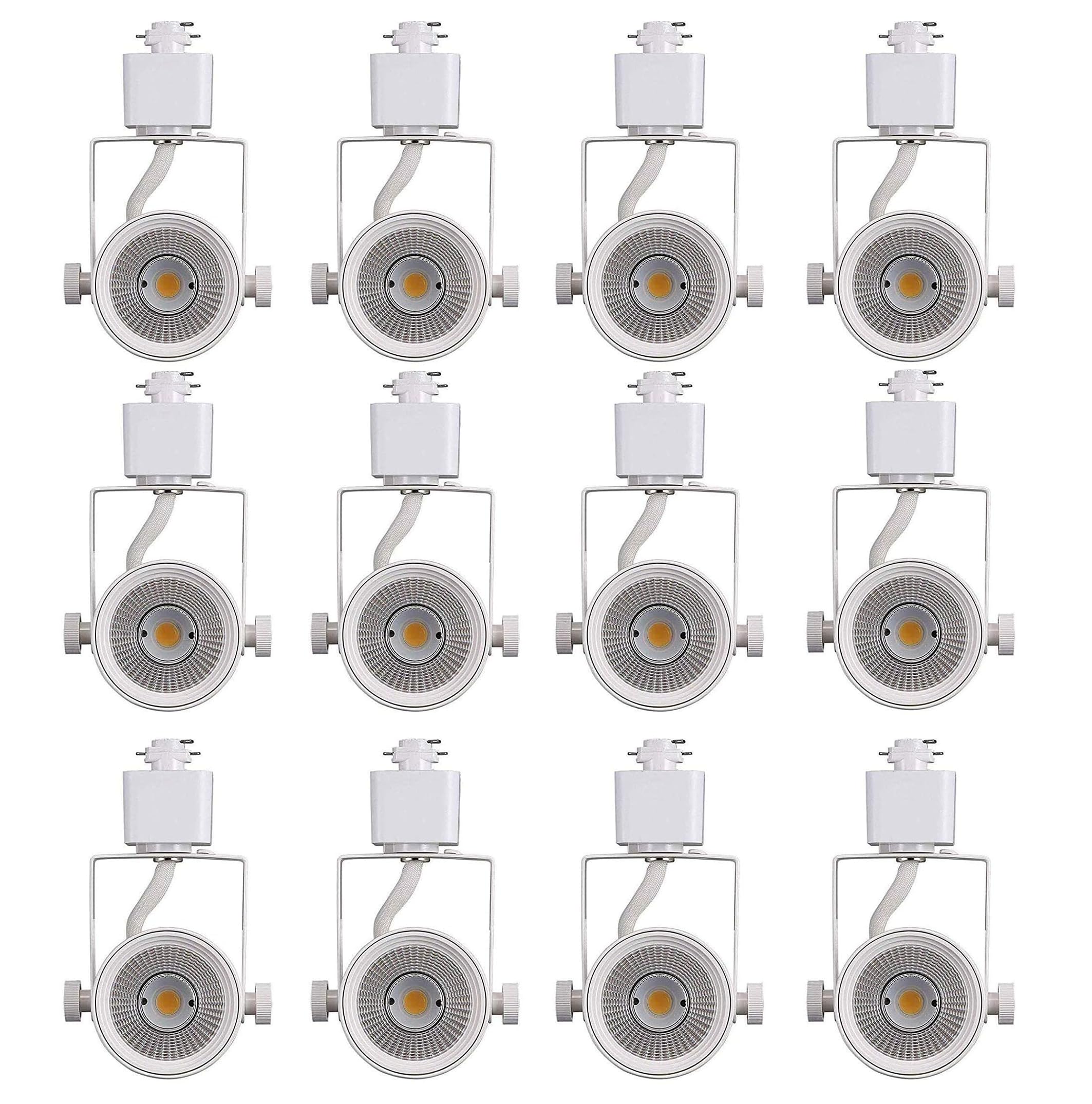 CLOUDY BAY 8W LED Track Light Head, Dimmable, 3000K Warm White, 12 Pack, Adjustable Tilt Angle, Halo Type