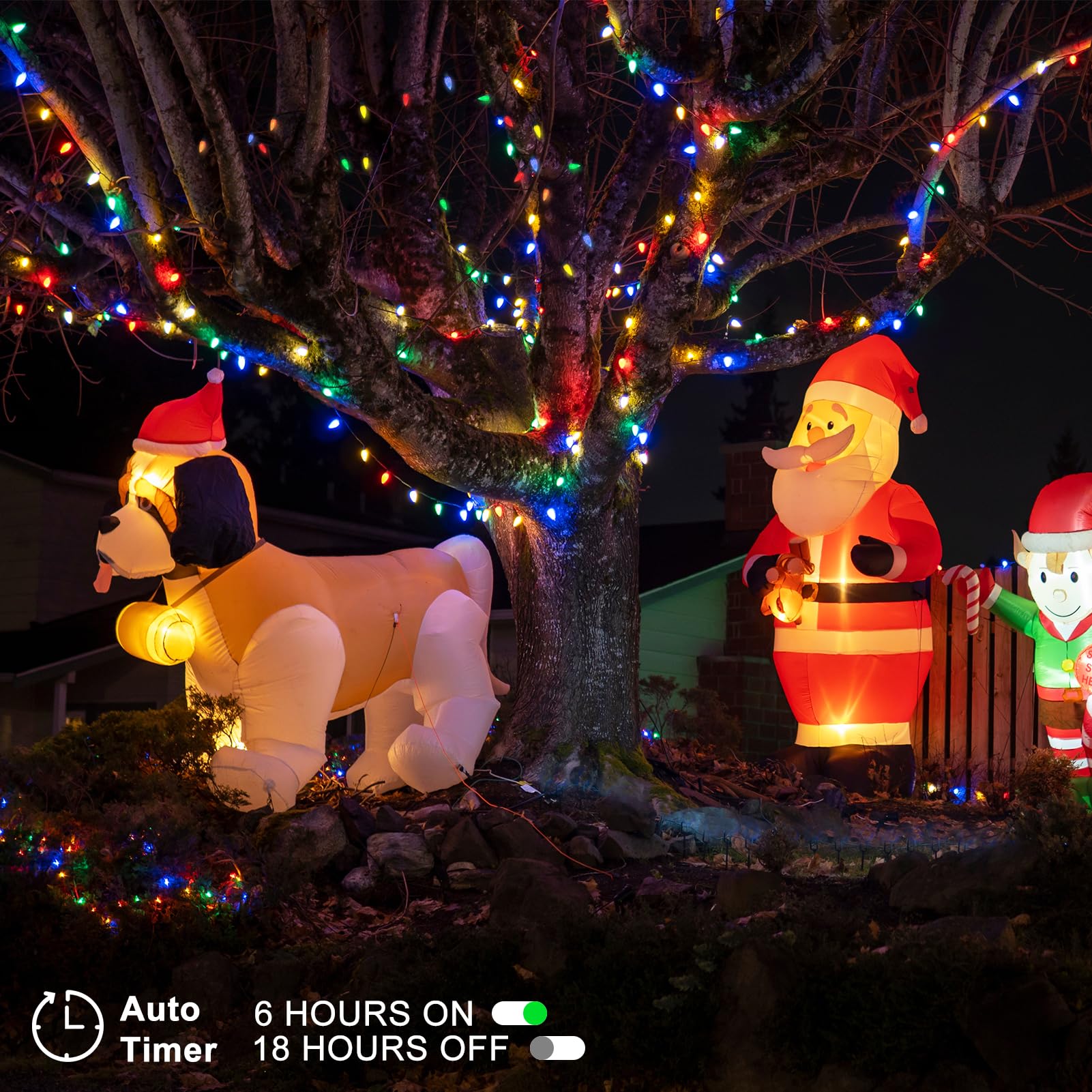 Dbfairy 2Packs C6 Battery Operated Christmas Lights,16.4Ft Strawberry String Light With Timer 8 Lights Modes,Multicolor Battery