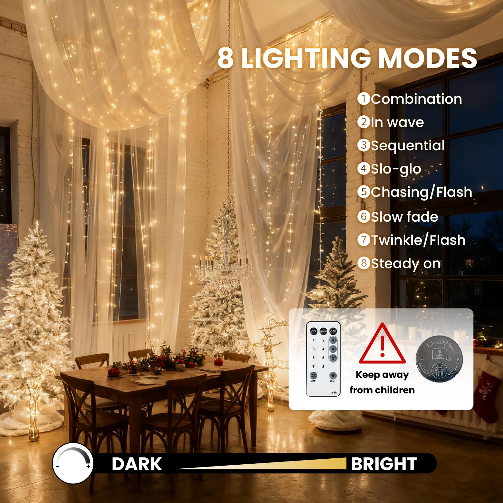 Fairy Lights Plug In  Dailyart 2000 Led Twinkle String Light With Remote 130Ft Waterproof 8 Modes Warm Cluster Lights With Timer For Bedroom Wreath Window Wedding Christmas Tree Decoration  Green Wire