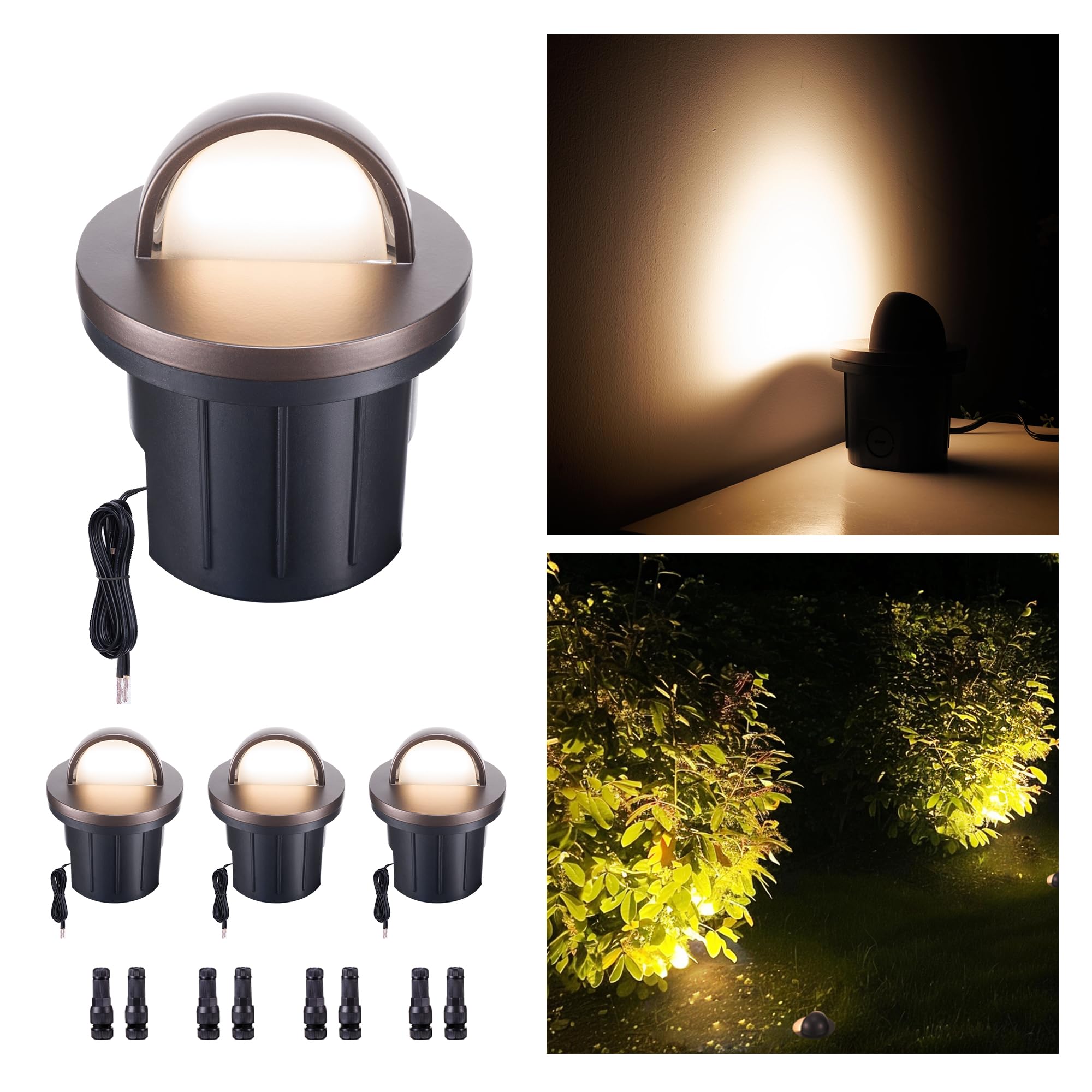 Varmtalys LED Well Light - 12V IP67 Waterproof, 6W 420LM, Oil Bronze, 4 Pack