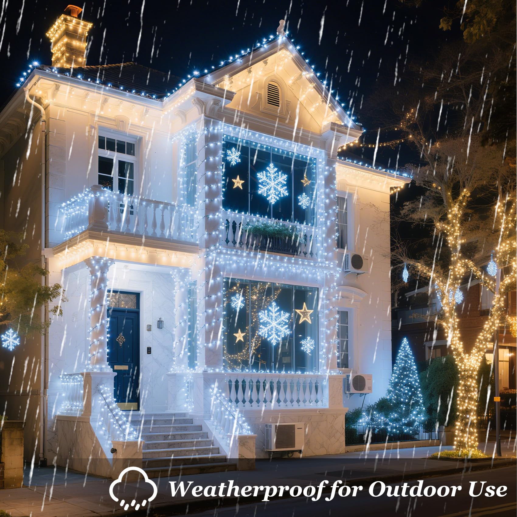 750 Led Christmas String Lights Outdoor  240Ft Twinkle Fairy Lights With Timer & Memory  12 Modes Dimmable Waterproof Tree Light For House Patio Wedding Party Christmas Decororations  Cool White