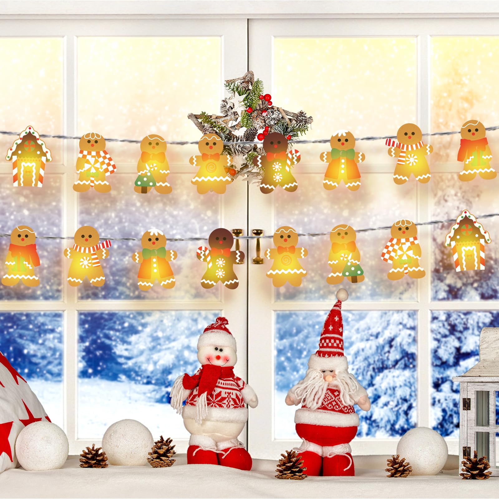 Ganeen Christmas String Lights 20 Led 10 Ft Cute Hanging String Lights For Christmas Tree Battery Operated Indoor Holiday Lights For Xmas Party Decorations Outdoor Mantel Fireplace(Gingerbread)