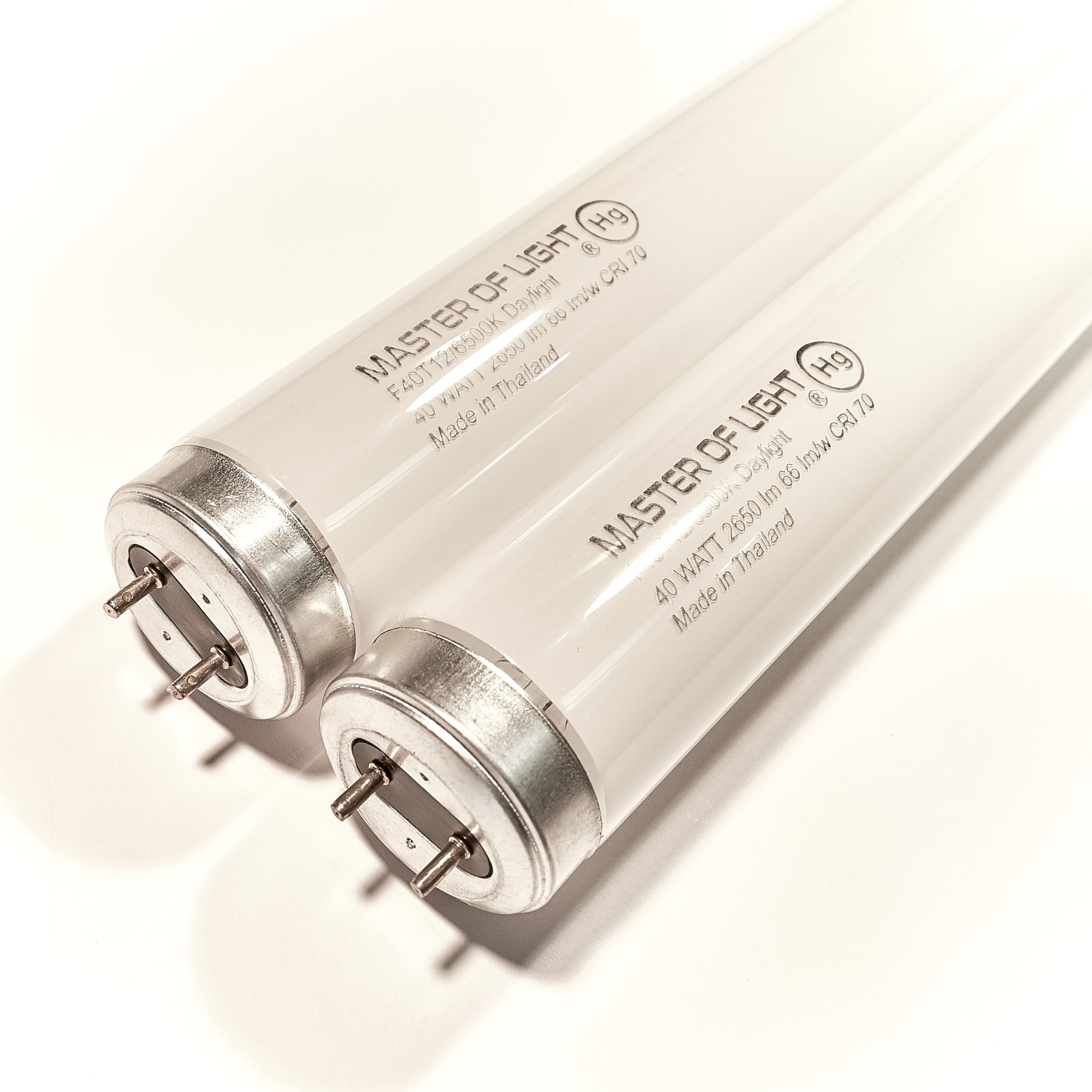 Master Of Light F40/D Daylight 4ft Fluorescent Tube Bulb 40W T12 Glass (2 Pack) 4100K