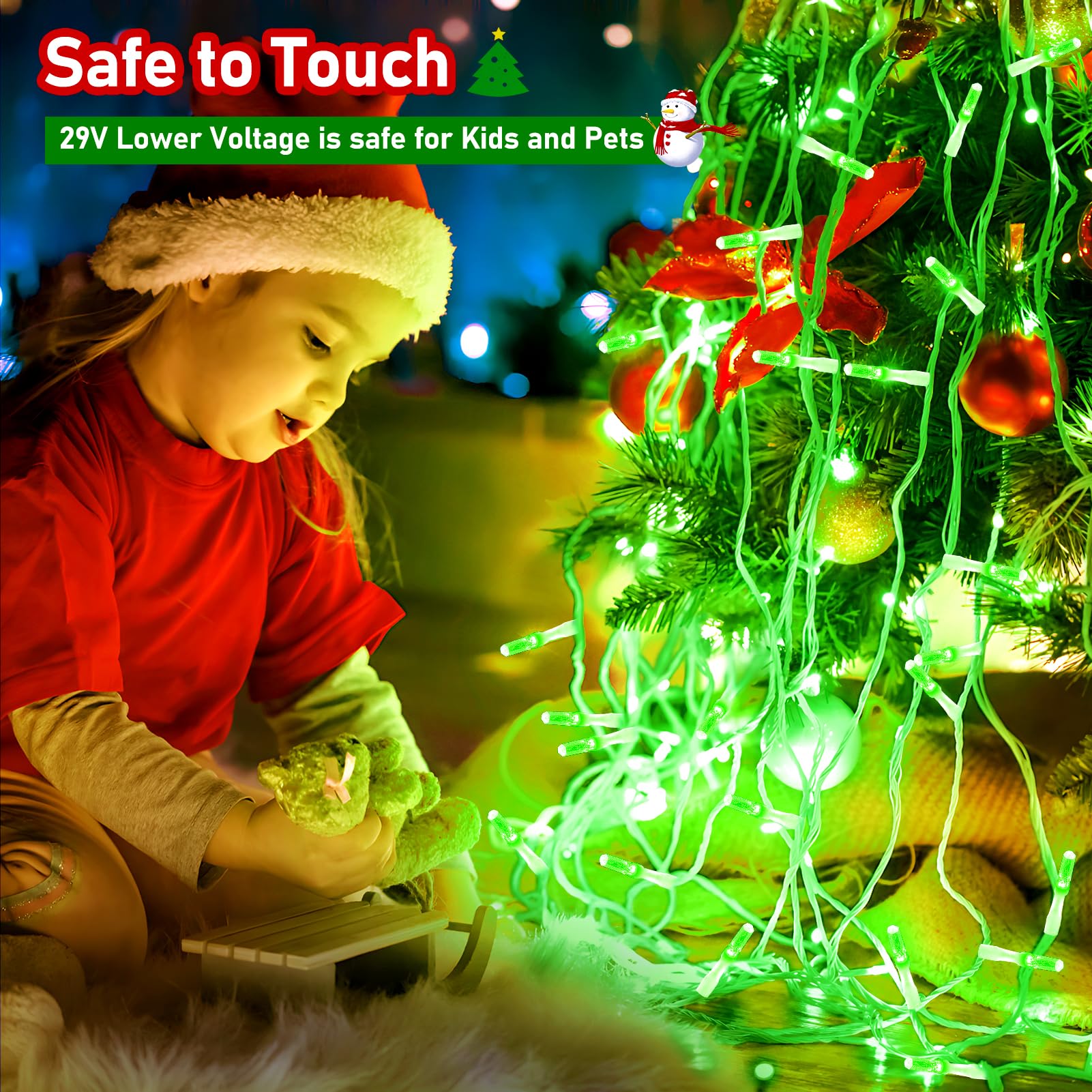 XURISEN 1400 LED Christmas Lights Outdoor, 561FT Green String Lights, 8 Modes & Memory Timer, Model XUR-STG37