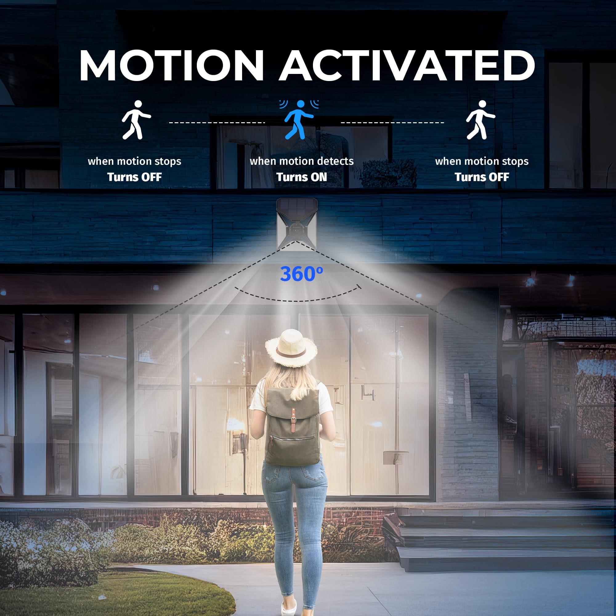 Bell+Howell Bionic Trio Solar Lights Outdoor with Motion Sensor, Super Bright Landscape Spotlight for Outdoor, Patio, Yard, and