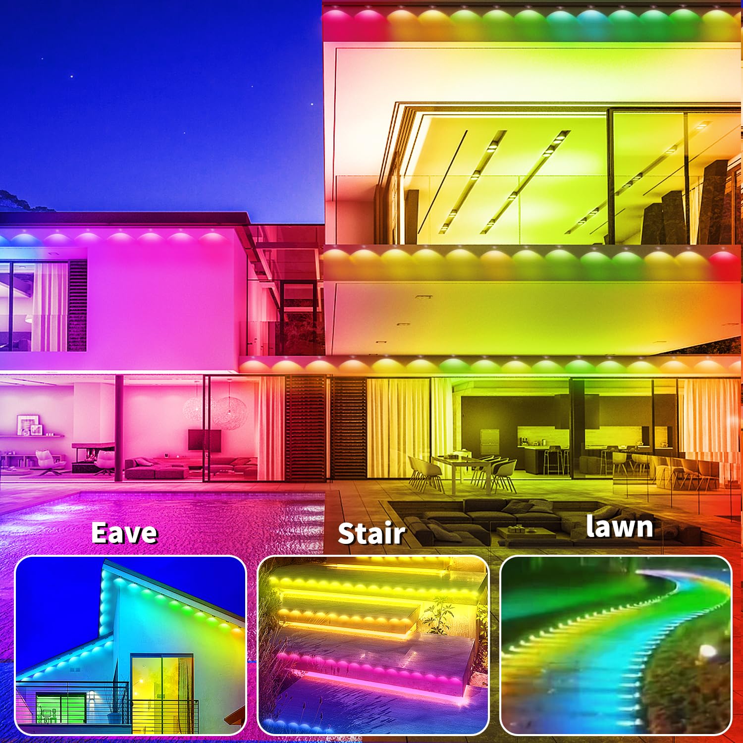 Yocrostar IP67 Waterproof Eave Light, 300ft RGB Outdoor Decoration, Model YXY-005, Ideal for Halloween, Christmas, and Parties