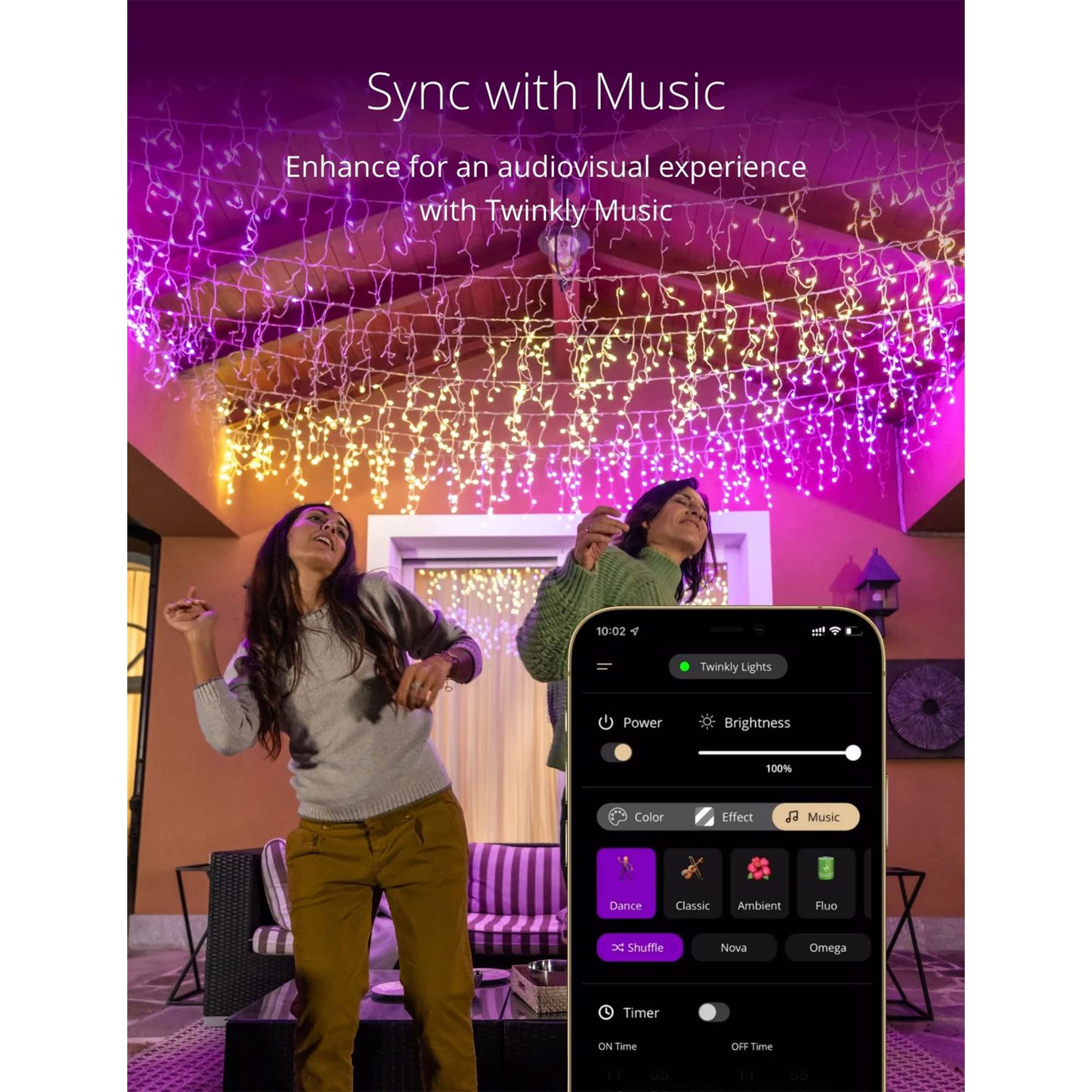 Twinkly Icicle - App-Controlled Led Christmas Lights With 190 Rgb (16 Million Colors) Leds. Clear Wire. Indoor And Outdoor Smart