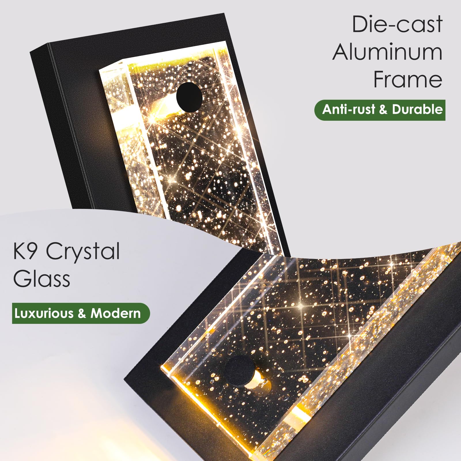 31.5In Large Size Outdoor Wall Light Fixtures With Crystal Bubble Glass, Waterproof Exterior Sconces Led Wall Lanterns, Porch Li