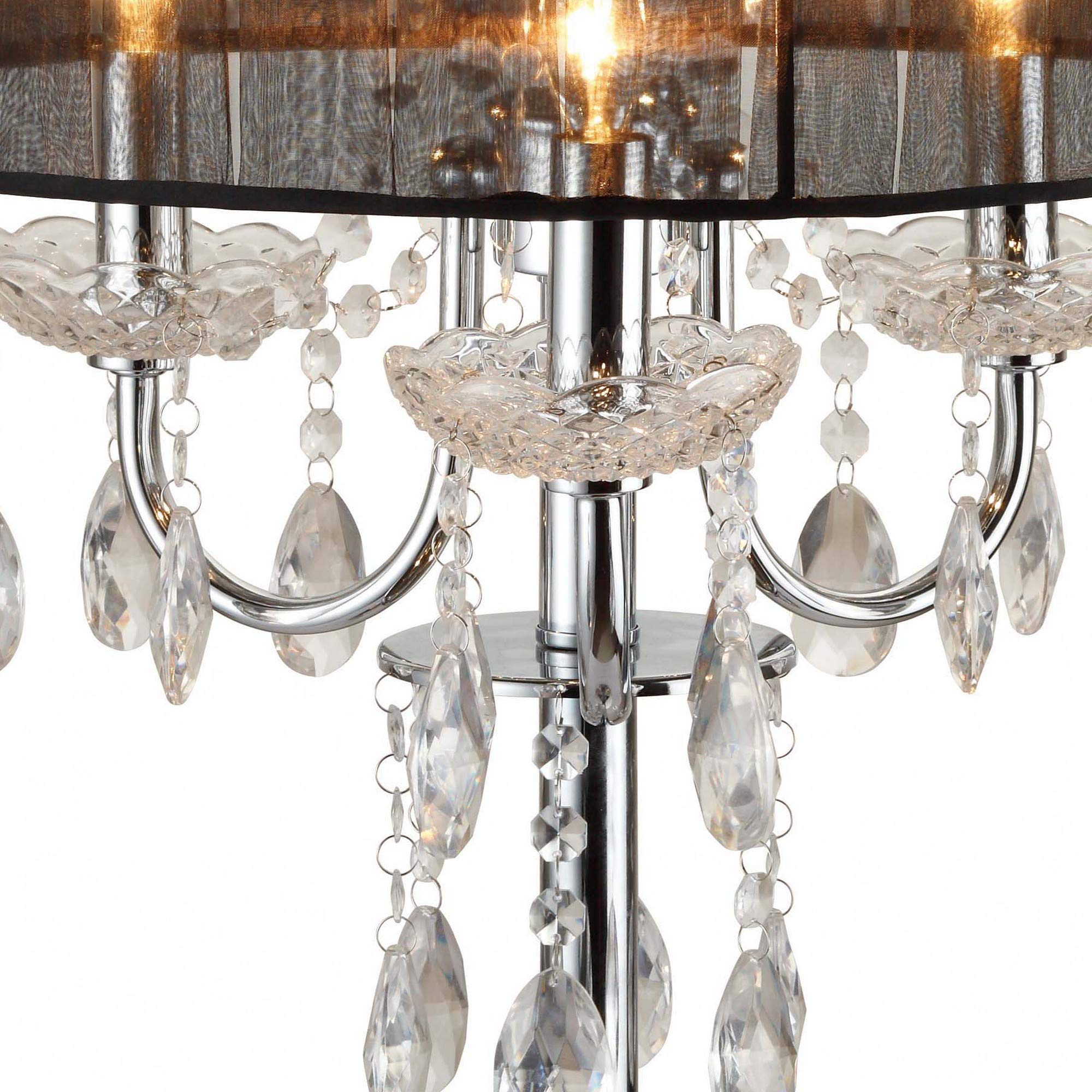 Benjara Metal Chandelier Table Lamp With Crystal Accent, Set Of 2, Black And Silver