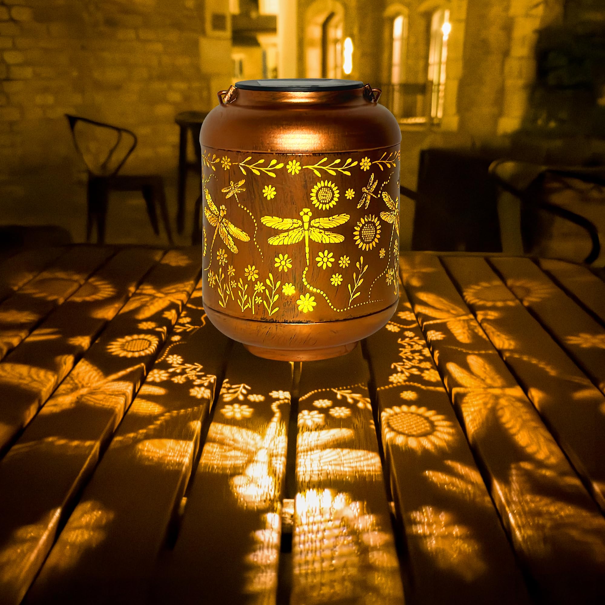 ANYTALK Solar Lantern, Waterproof Hanging Light for Outdoor Decor, 1PCS, Dragonfly B, Model Deco&Dot-Lantern B