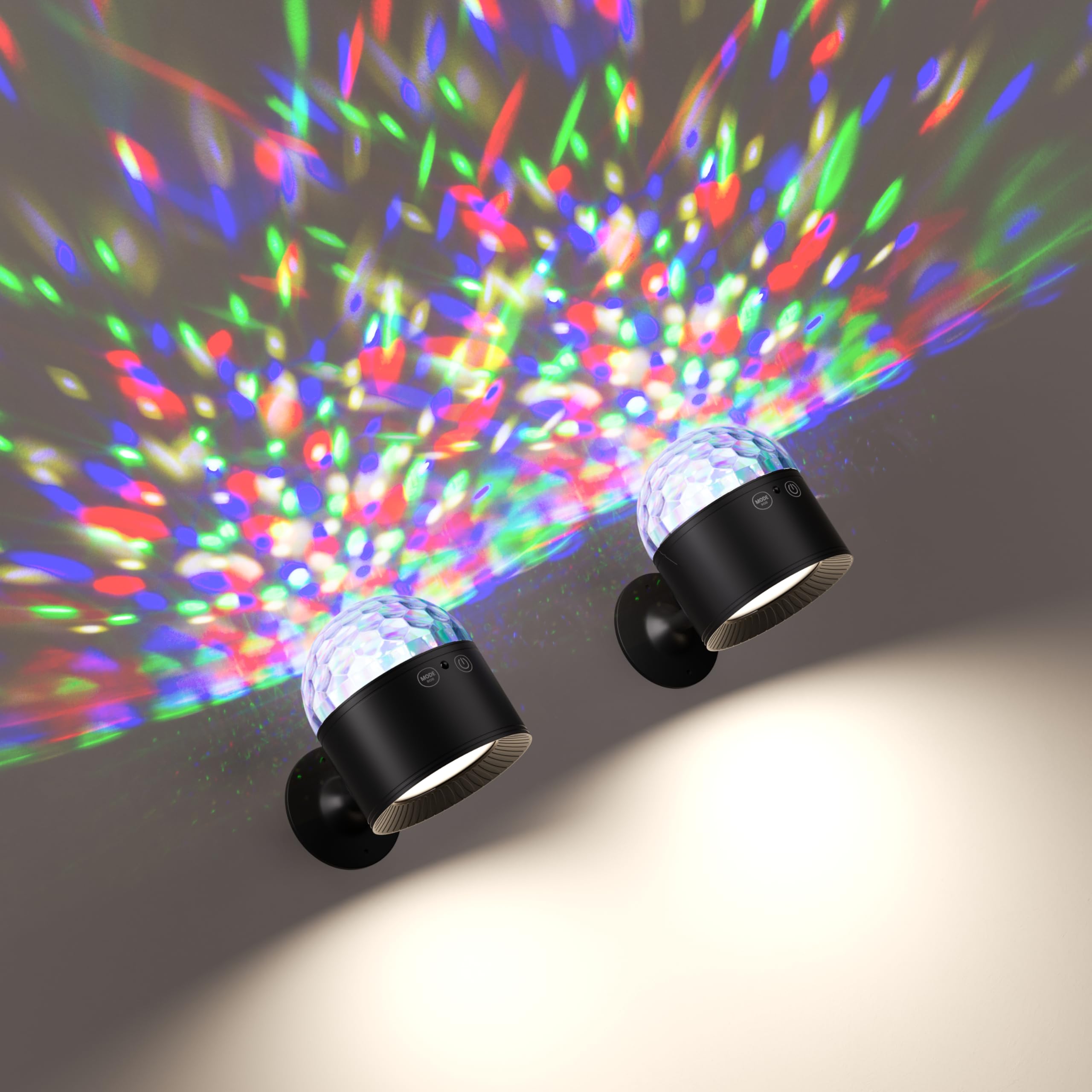 Joyzy Dynamic Wall Light - Battery Operated, Remote & Touch Control, 2 Pack, Black/Magicball, Model WL007, ABS Material