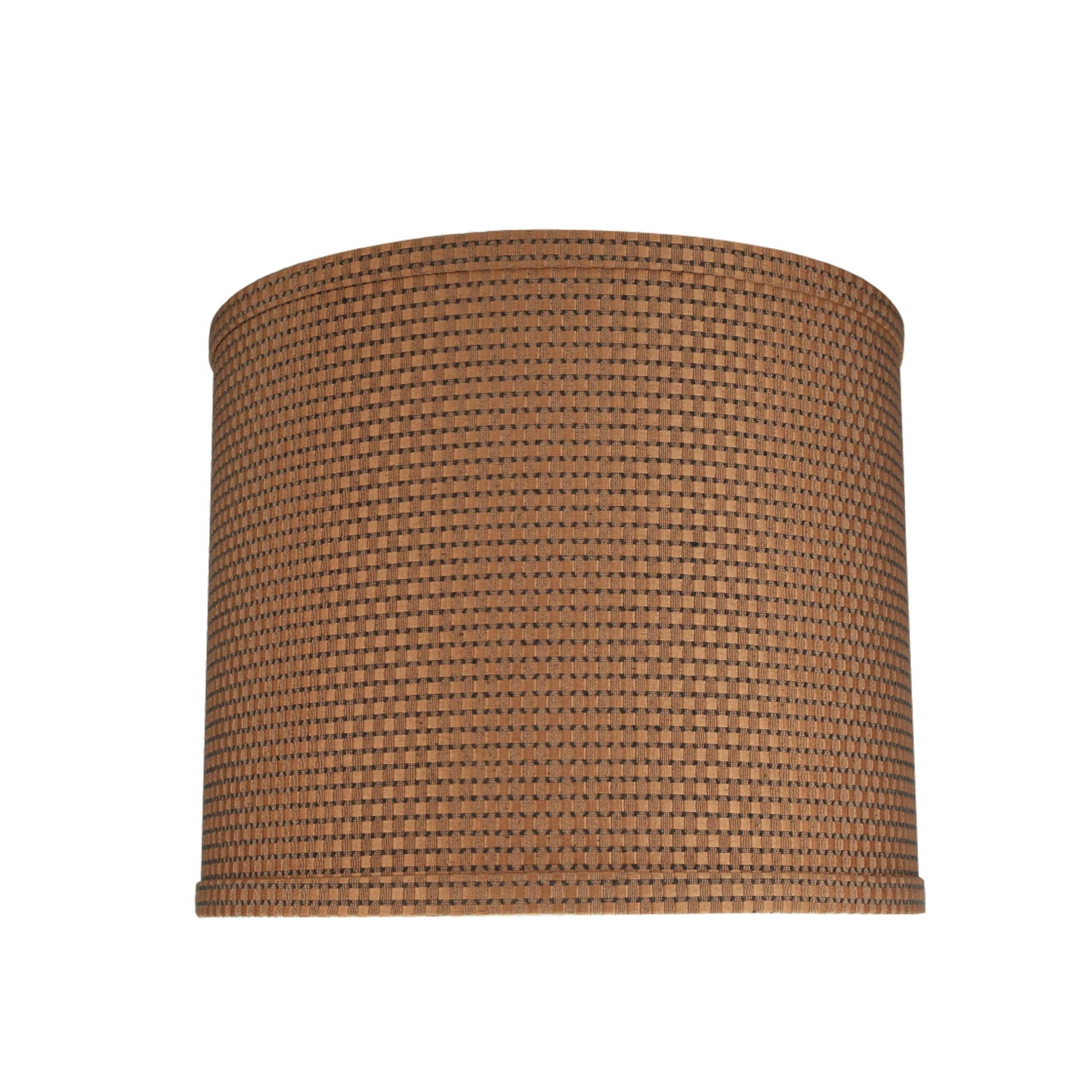 Aspen Creative 31089A, Transitional Drum (Cylinder) Shaped Spider Construction Lamp Shade In Brown, 12&quot; Wide (12&quot; X 12&quot; X 10&quot;)