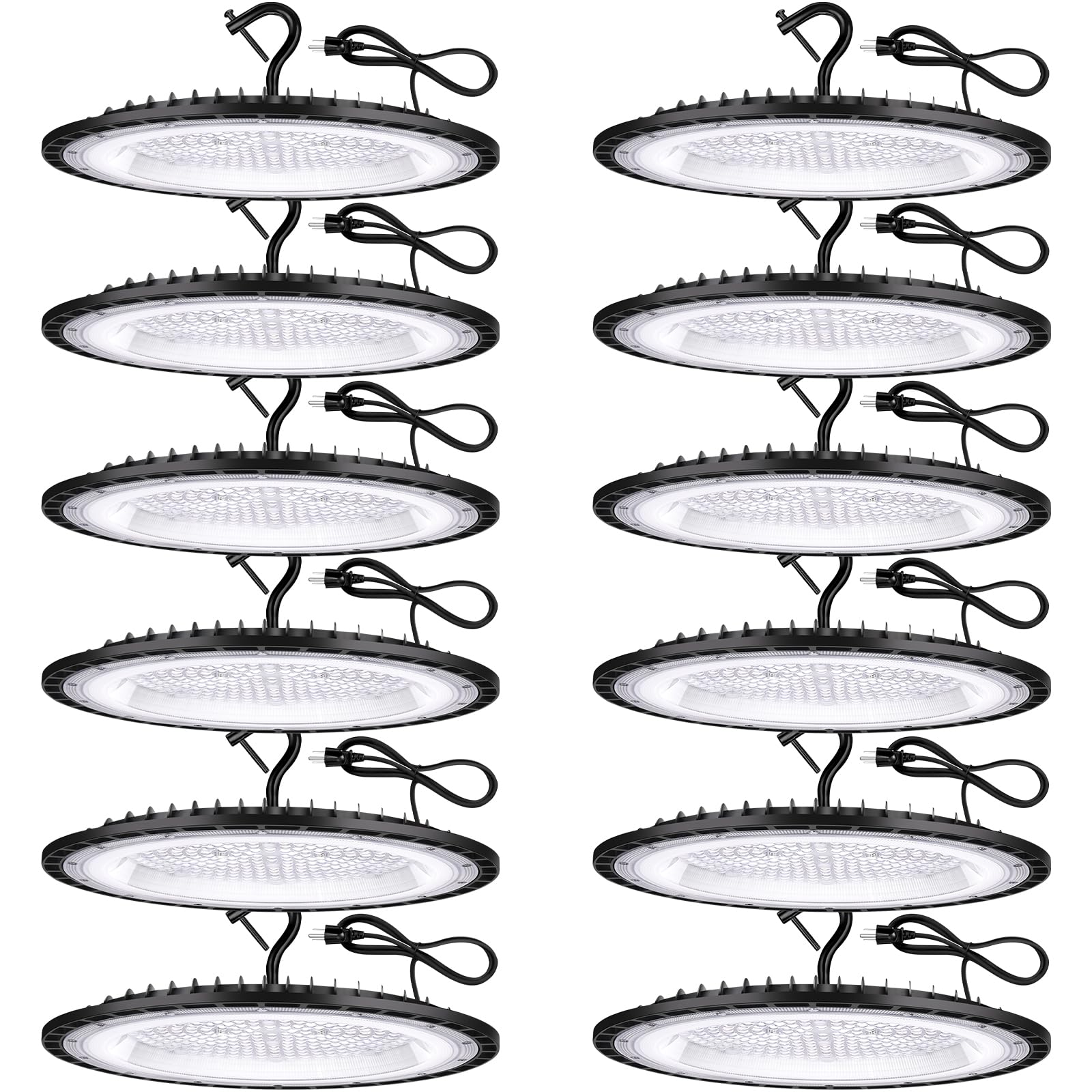 YANYCN 12 Pack 200W UFO Led High Bay Light Fixture,120VAC,30800LM,5000K Daylight Commercial Shop Bay Lighting,[850W MH/HPS Equiv