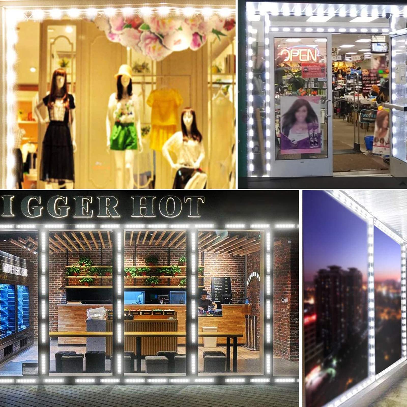 Pomelotree Led Window Lights, 20Ft Waterproof 5050 Led Module, 2-Pack, White, Ideal For Business Advertising And Storefront Displays