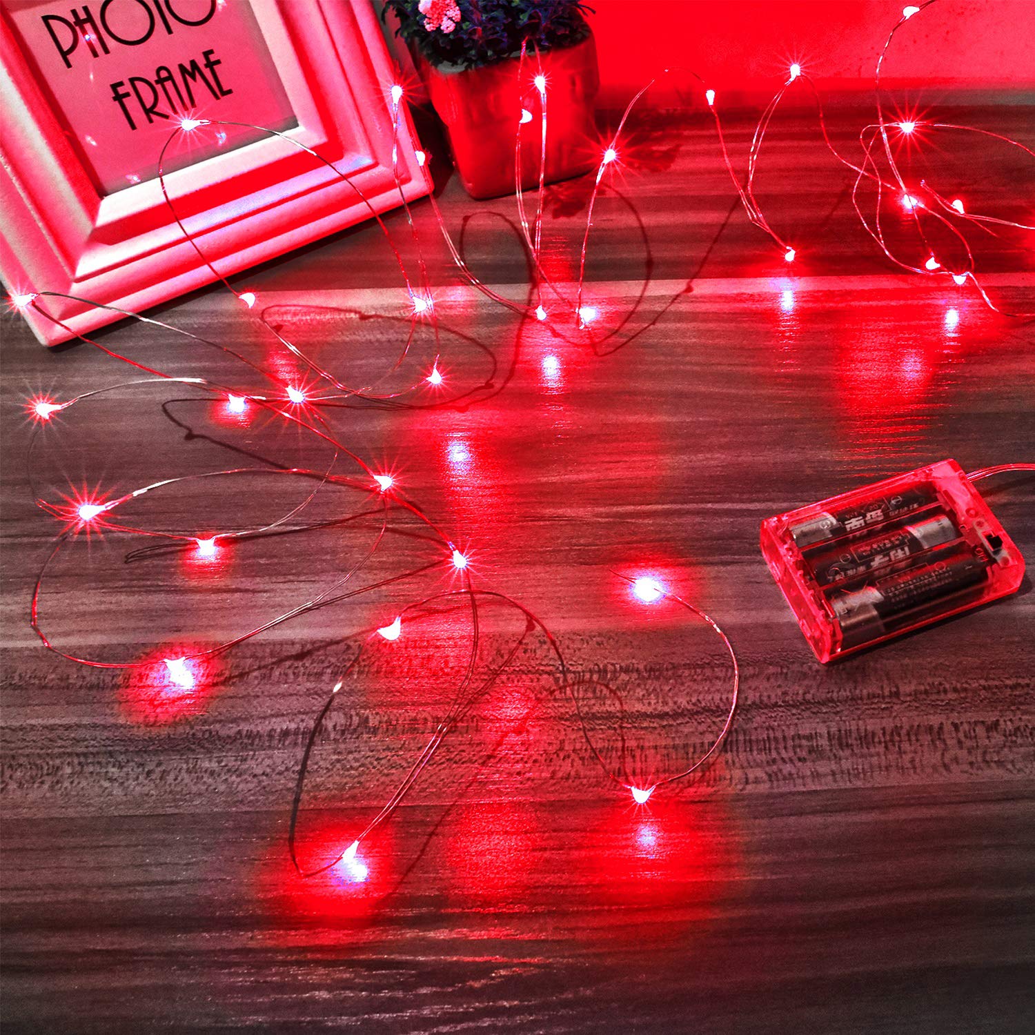 Ariceleo Led Fairy Lights Battery Operated, 1 Pack Mini Battery Powered Copper Wire Starry Fairy Lights for Bedroom, Christmas,