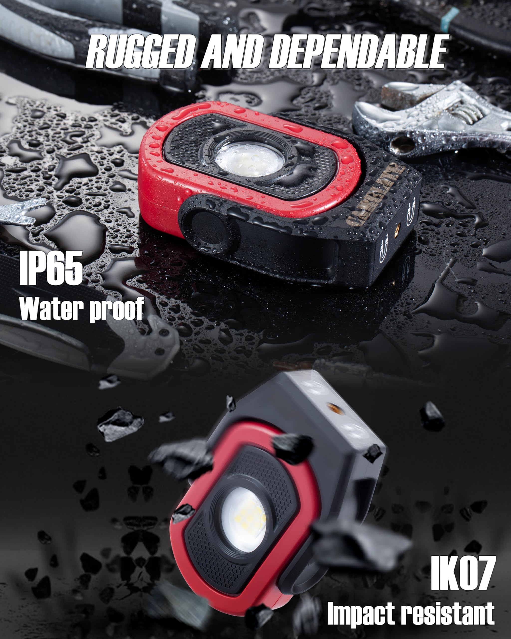 CARELITE Magnetic Work Light - 780 Lumen, Rechargeable, Durable, 1 Pack, Red, Model 1223R