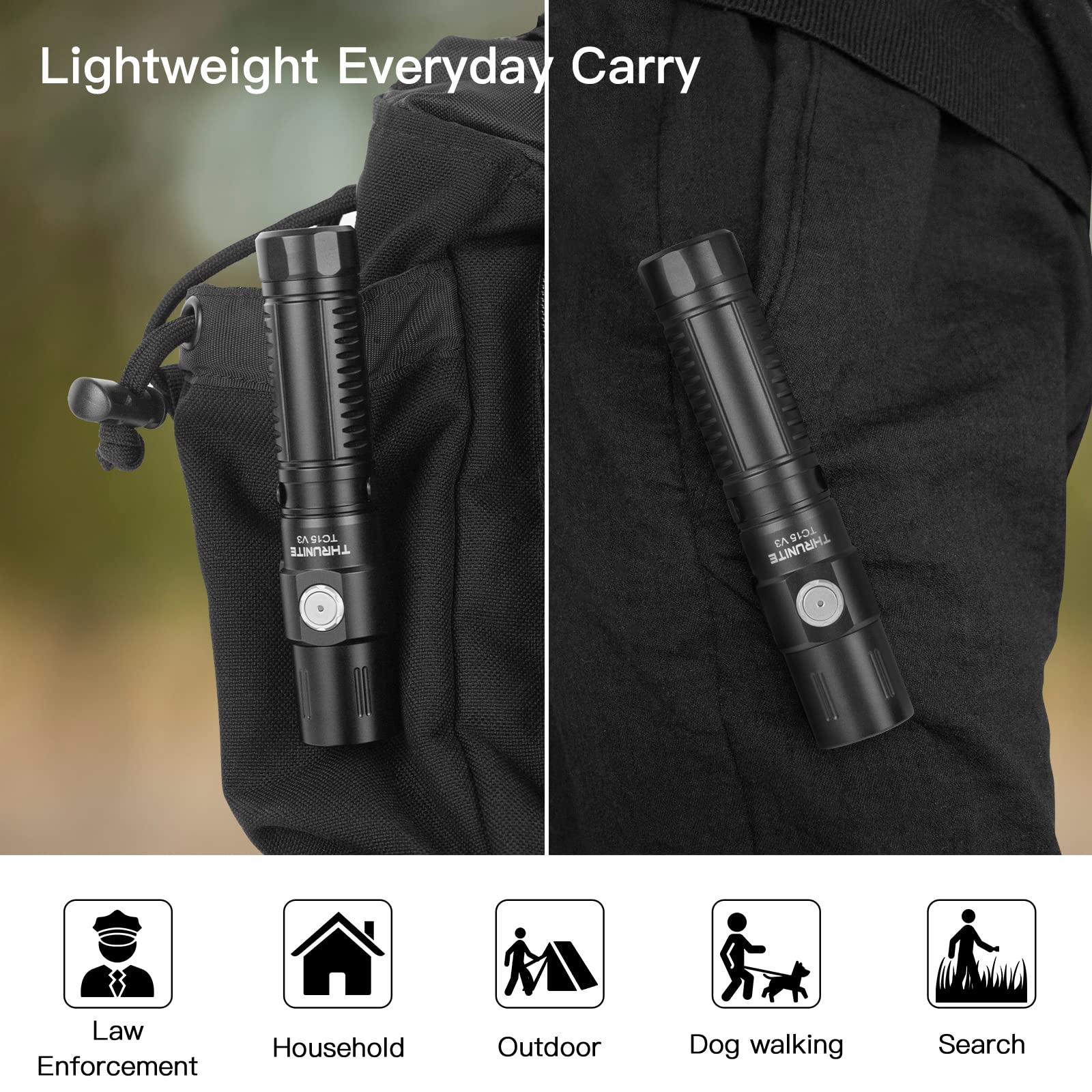 Thrunite Tc15 V3 2403 High Lumen Flashlight, Usb C Rechargeable Led Handheld Flashlights, Ultra-Bright Xhp 35.2 Led, Indoor/Outd